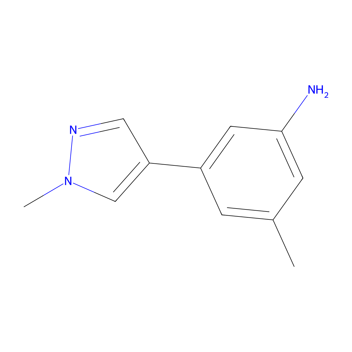 3-Methyl-5-(1-methyl-1H-pyrazol-4-yl)aniline molecular structure, CAS 1699022-87-1