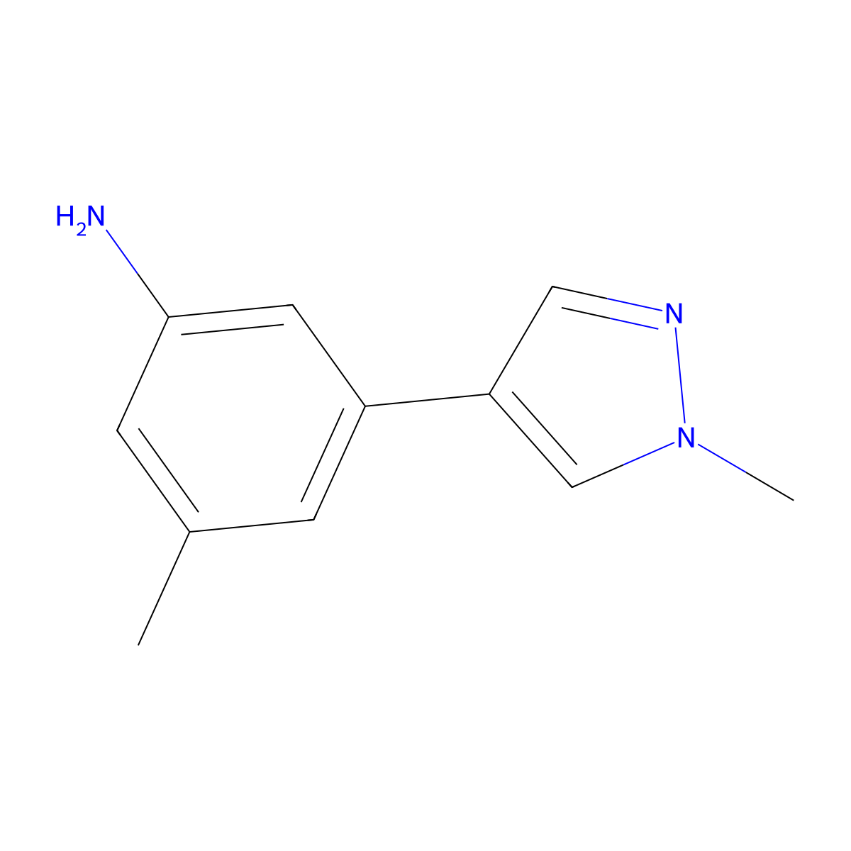 3-Methyl-5-(1-methyl-1H-pyrazol-4-yl)aniline molecular structure, CAS 1699022-87-1