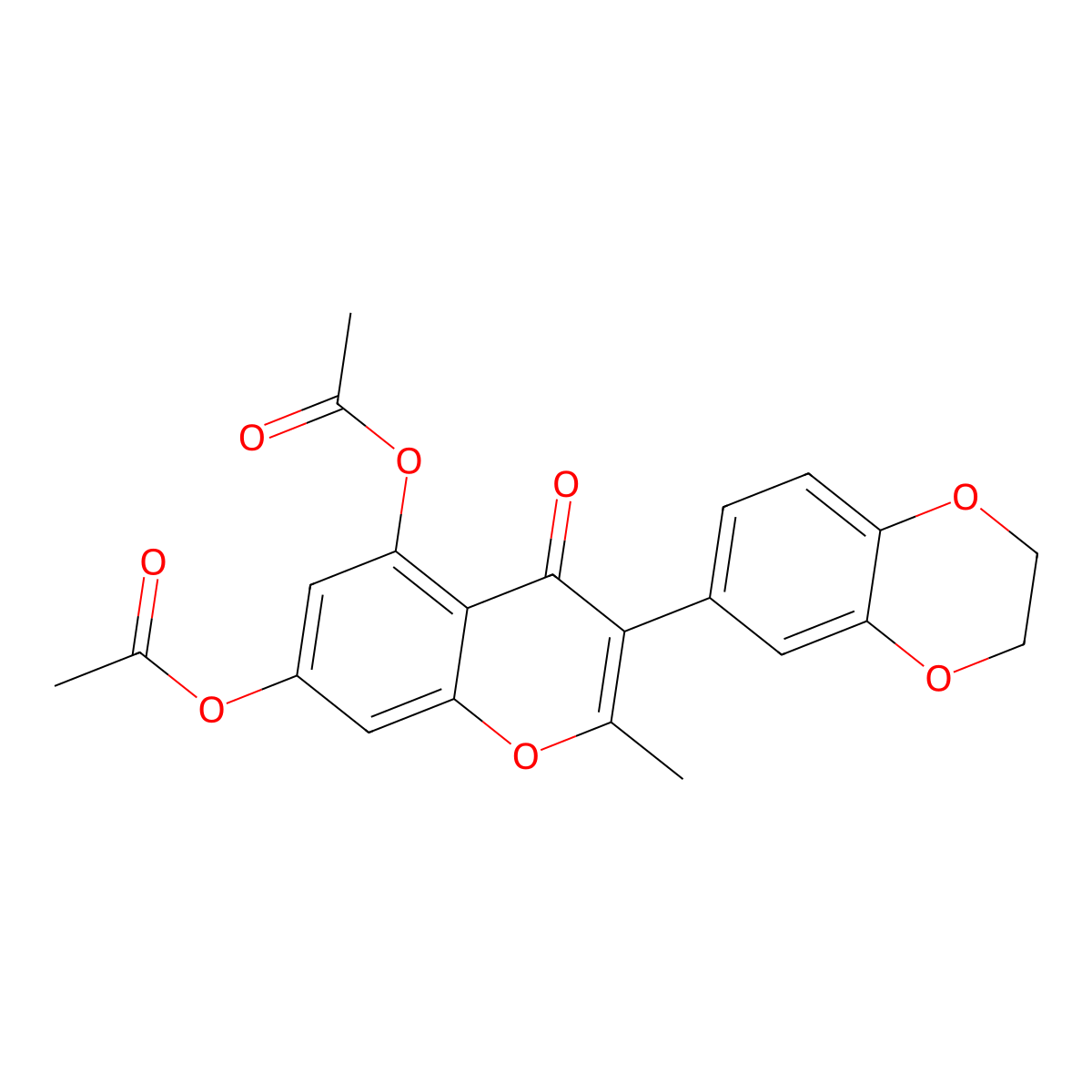 [5-Acetyloxy-3-(2,3-dihydro-1,4-benzodioxin-6-yl)-2-methyl-4-oxochromen-7-yl] acetate molecular structure, CAS 169903-83-7