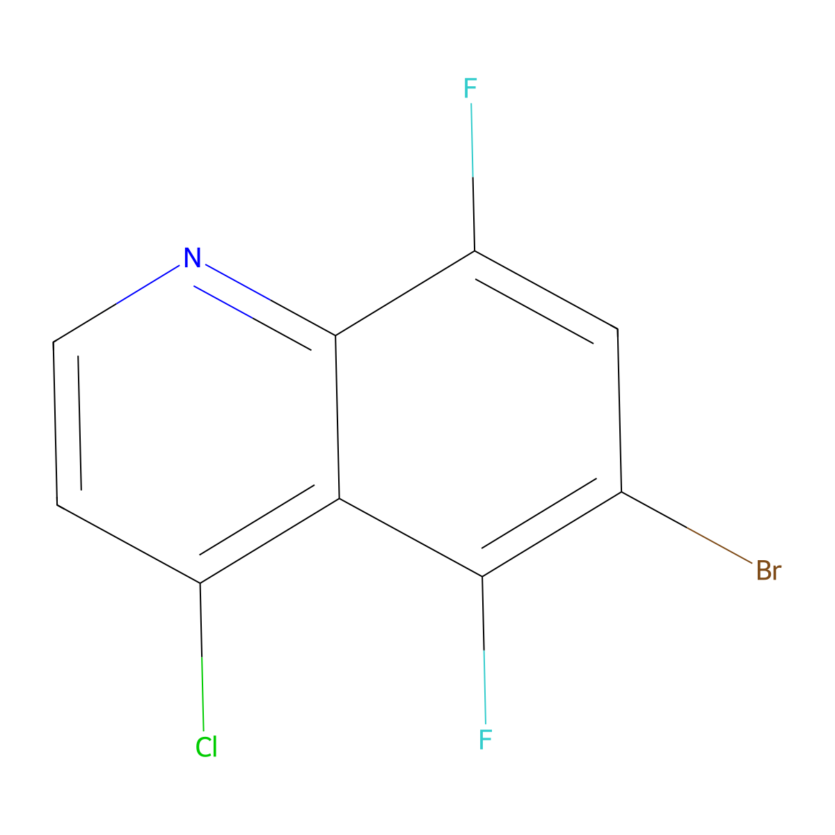6-Bromo-4-chloro-5,8-difluoroquinoline molecular structure, CAS 1699042-33-5