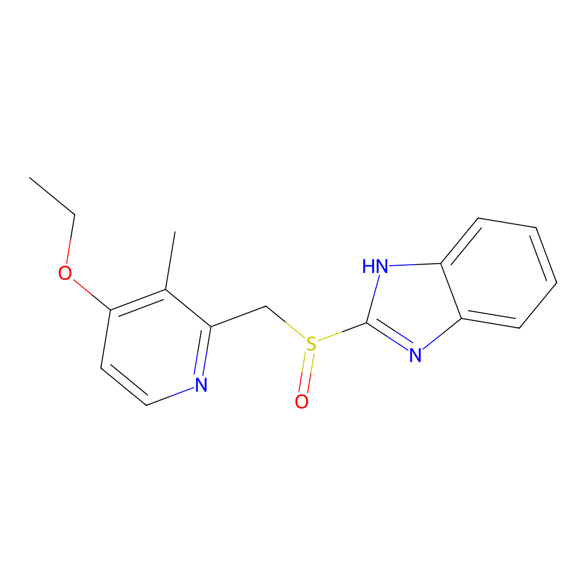 2-[(4-Ethoxy-3-methyl-2-pyridinyl)-methylsulfinyl]-benzimidazole molecular structure, CAS 169905-00-4