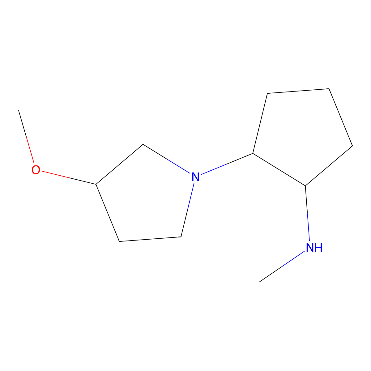 2-(3-Methoxypyrrolidin-1-yl)-N-methylcyclopentan-1-amine molecular structure, CAS 1699064-41-9