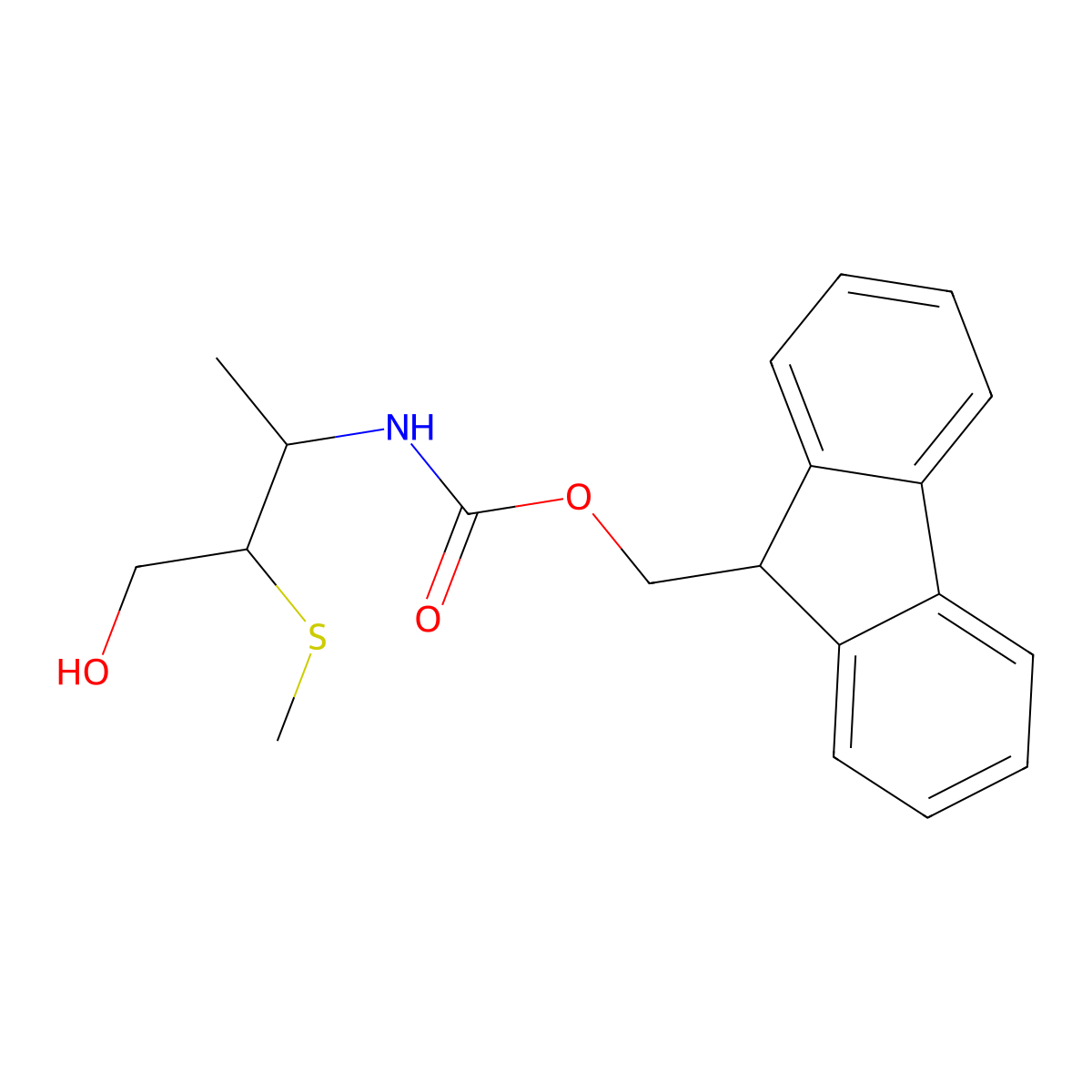 (9H-fluoren-9-yl)methyl N-[4-hydroxy-3-(methylsulfanyl)butan-2-yl]carbamate molecular structure, CAS 1699066-24-4