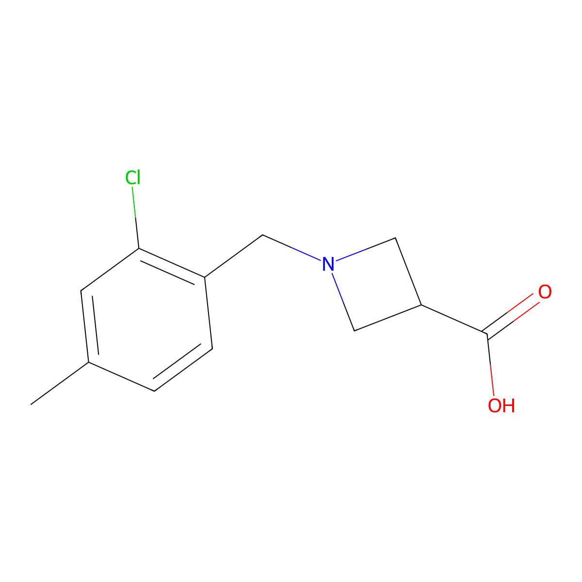 1-(2-Chloro-4-methylbenzyl)azetidine-3-carboxylic acid molecular structure, CAS 1699072-13-3