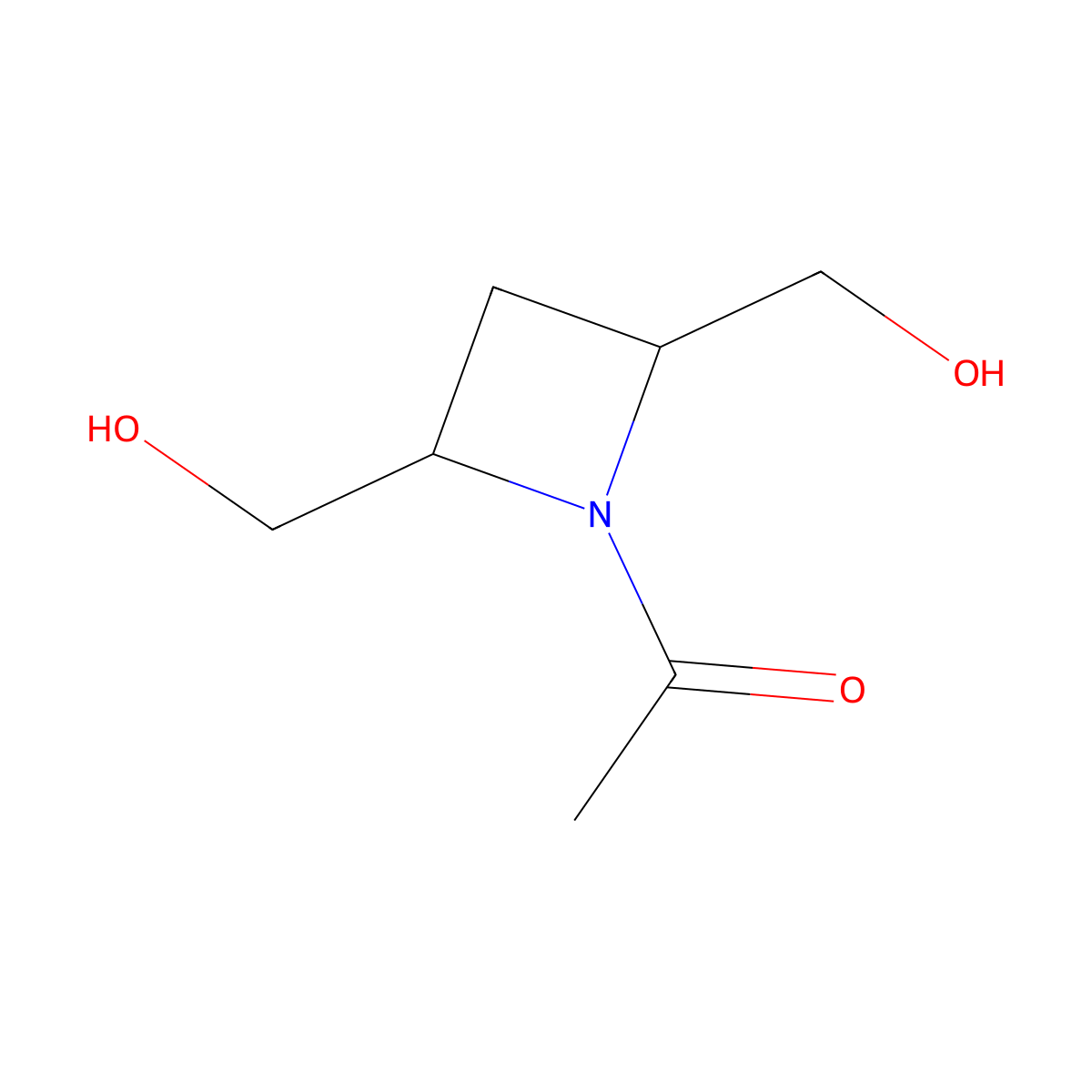 1-[(2R,4S)-2,4-bis(hydroxymethyl)azetidin-1-yl]ethan-1-one molecular structure, CAS 169908-09-2