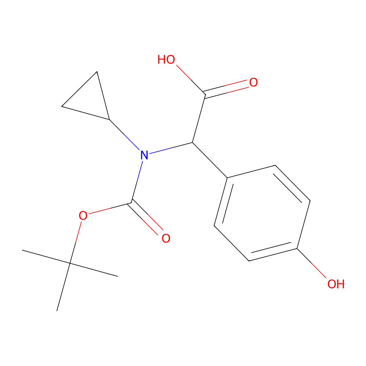 2-{[(Tert-butoxy)carbonyl](cyclopropyl)amino}-2-(4-hydroxyphenyl)acetic acid molecular structure, CAS 1699083-06-1