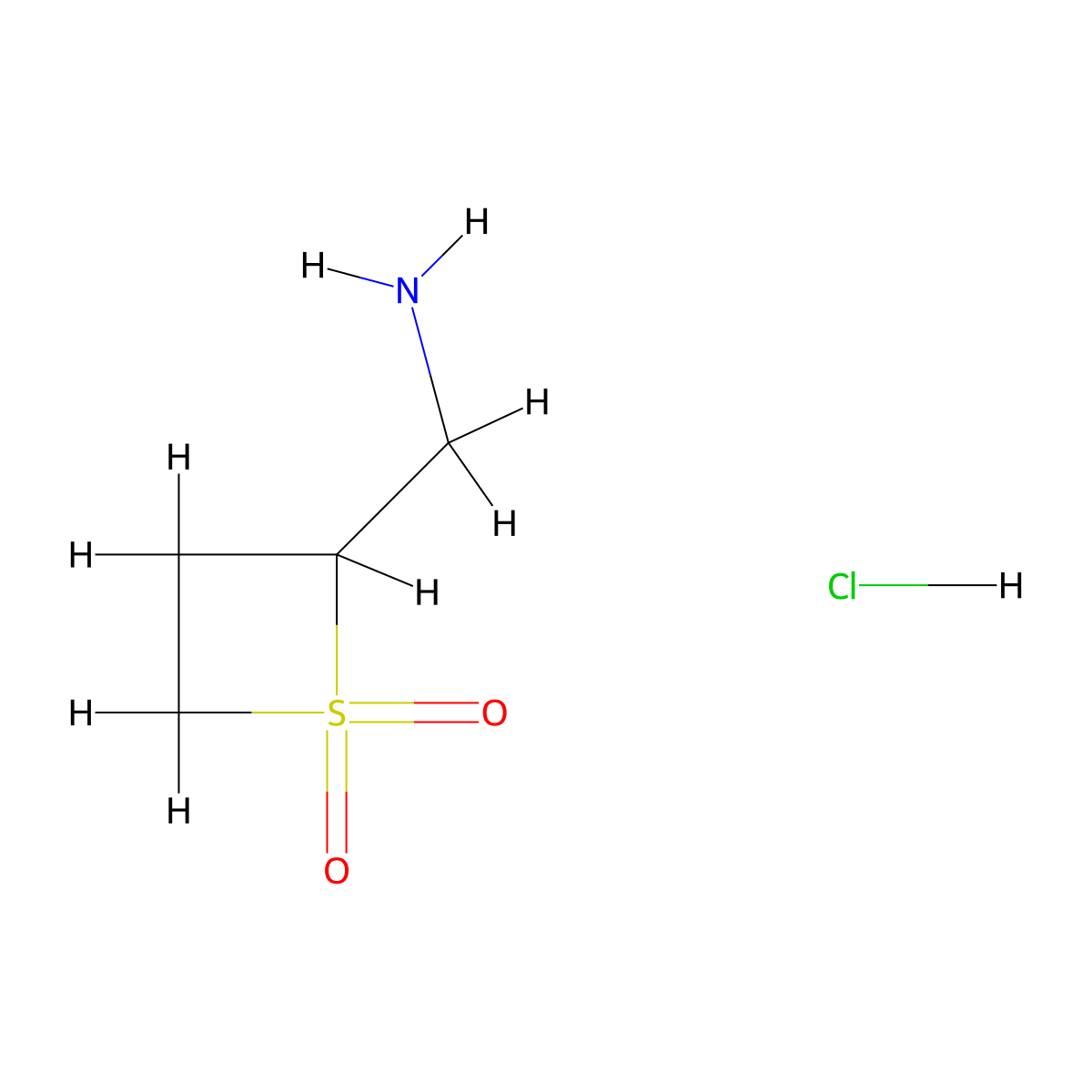 2-(Aminomethyl)-1lambda6-thietane-1,1-dione hydrochloride molecular structure, CAS 1699087-66-5