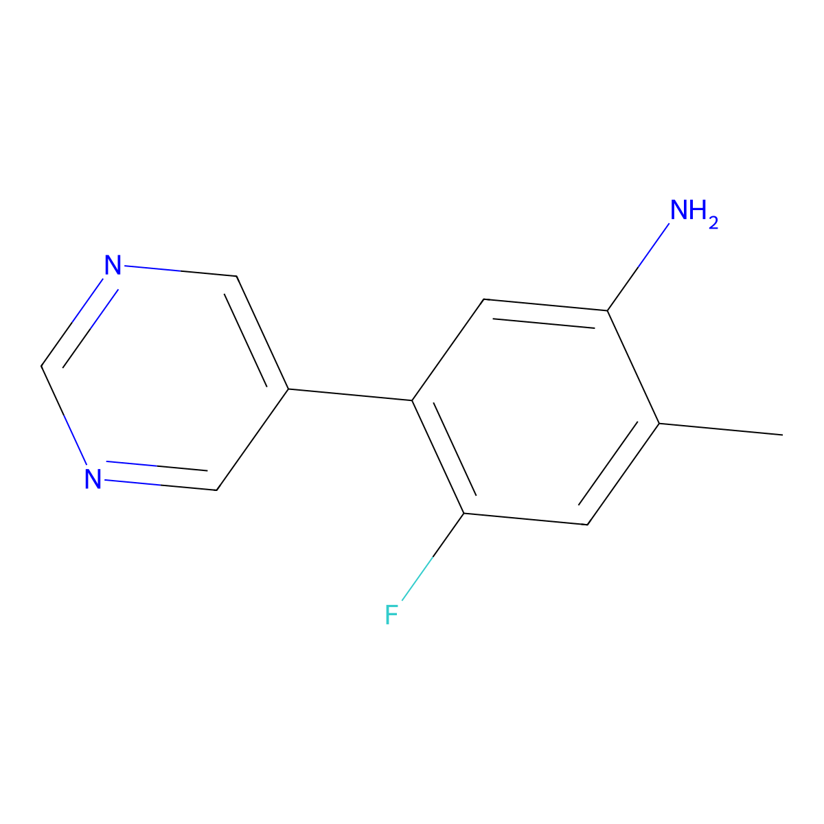 4-Fluoro-2-methyl-5-(pyrimidin-5-yl)aniline molecular structure, CAS 1699098-08-2