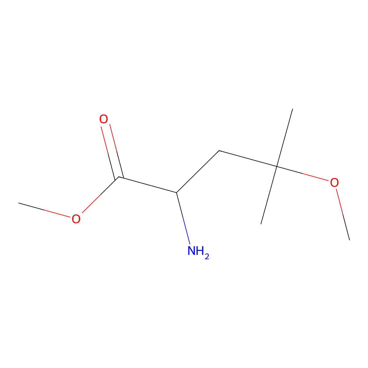 Methyl 2-amino-4-methoxy-4-methylpentanoate molecular structure, CAS 1699104-41-0