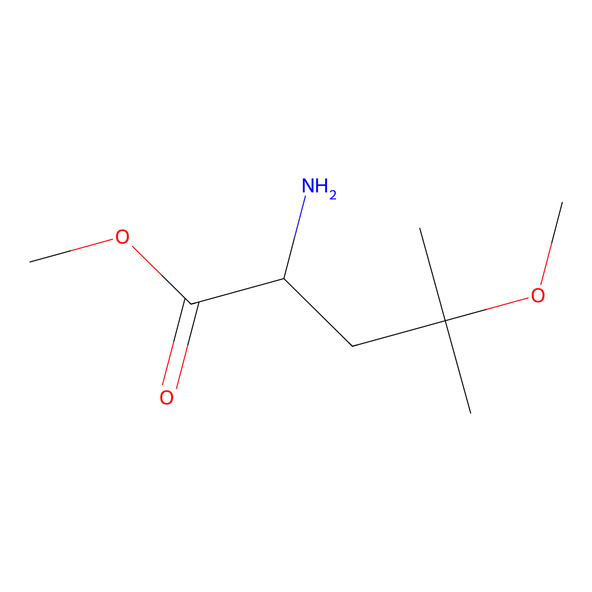 Methyl 2-amino-4-methoxy-4-methylpentanoate molecular structure, CAS 1699104-41-0