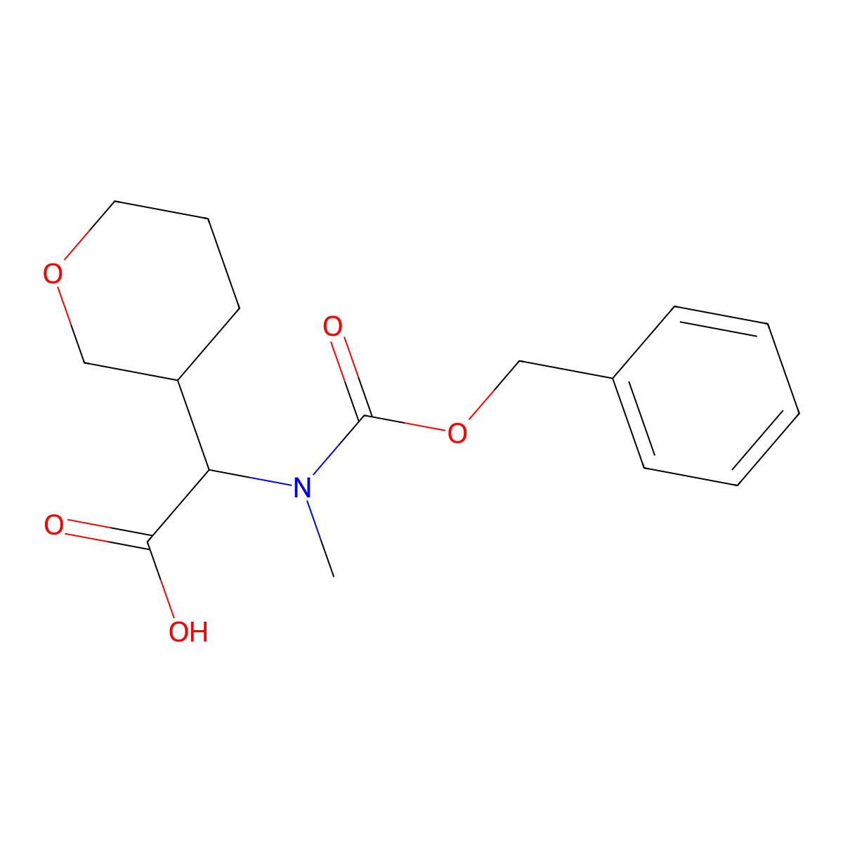 2-{[(Benzyloxy)carbonyl](methyl)amino}-2-(oxan-3-yl)acetic acid molecular structure, CAS 1699108-07-0