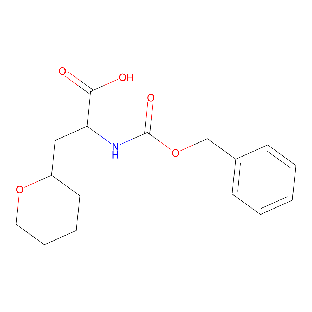2-{[(Benzyloxy)carbonyl]amino}-3-(oxan-2-yl)propanoic acid molecular structure, CAS 1699114-65-2