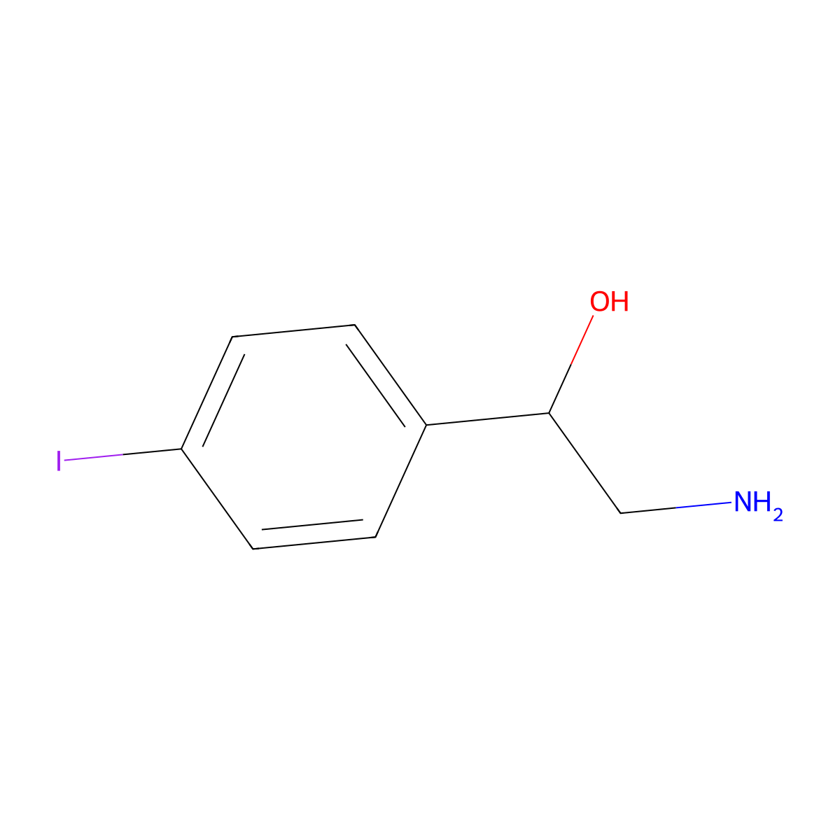 2-Amino-1-(4-iodophenyl)ethan-1-ol molecular structure, CAS 1699118-69-8