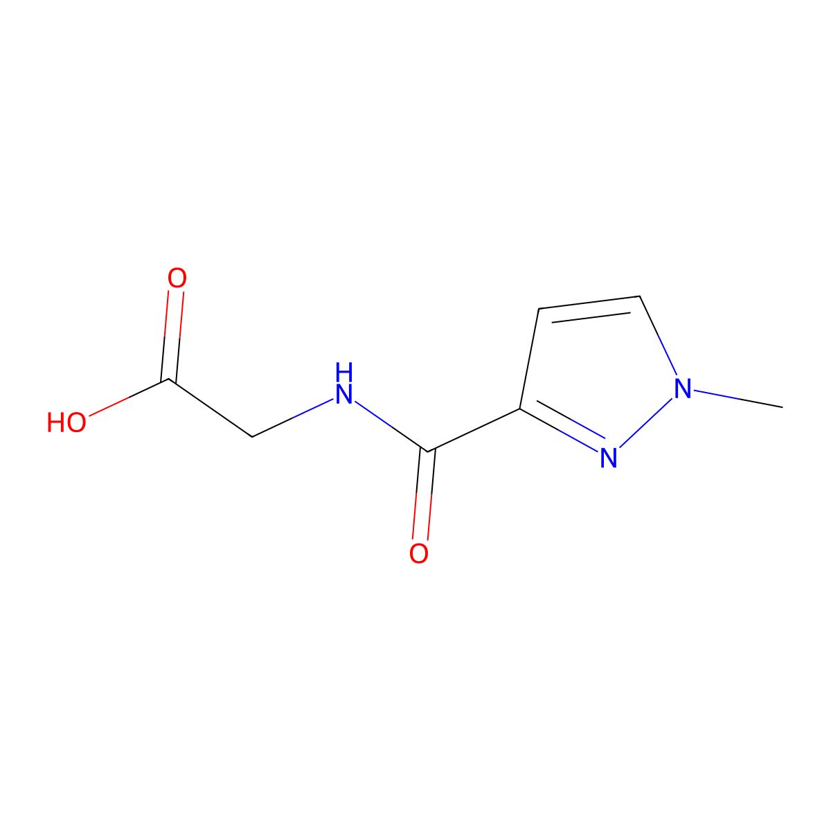 2-(1-Methyl-1H-pyrazole-3-carboxamido)acetic acid molecular structure, CAS 1699135-96-0