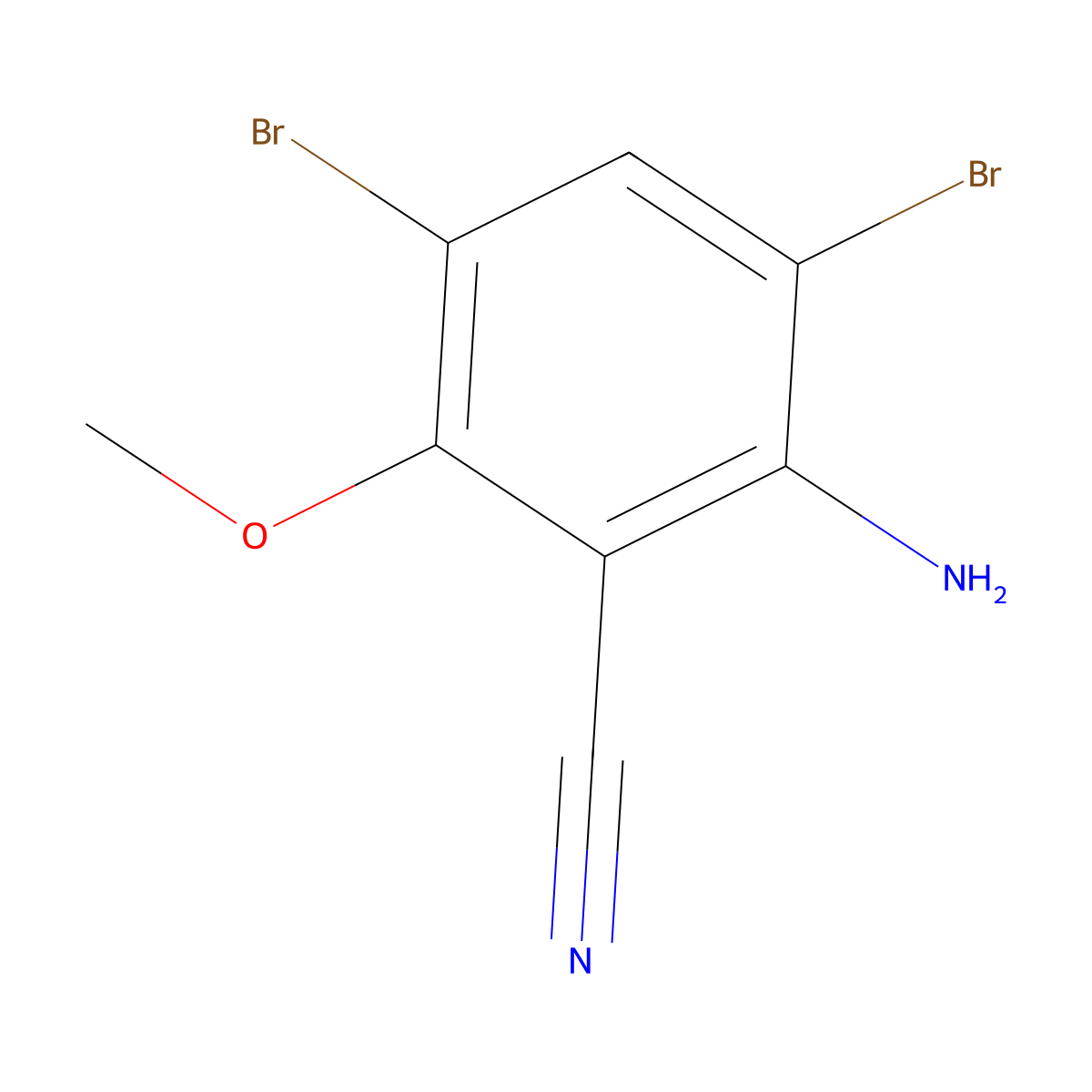 2-Amino-3,5-dibromo-6-methoxy-benzonitrile molecular structure, CAS 1699145-63-5