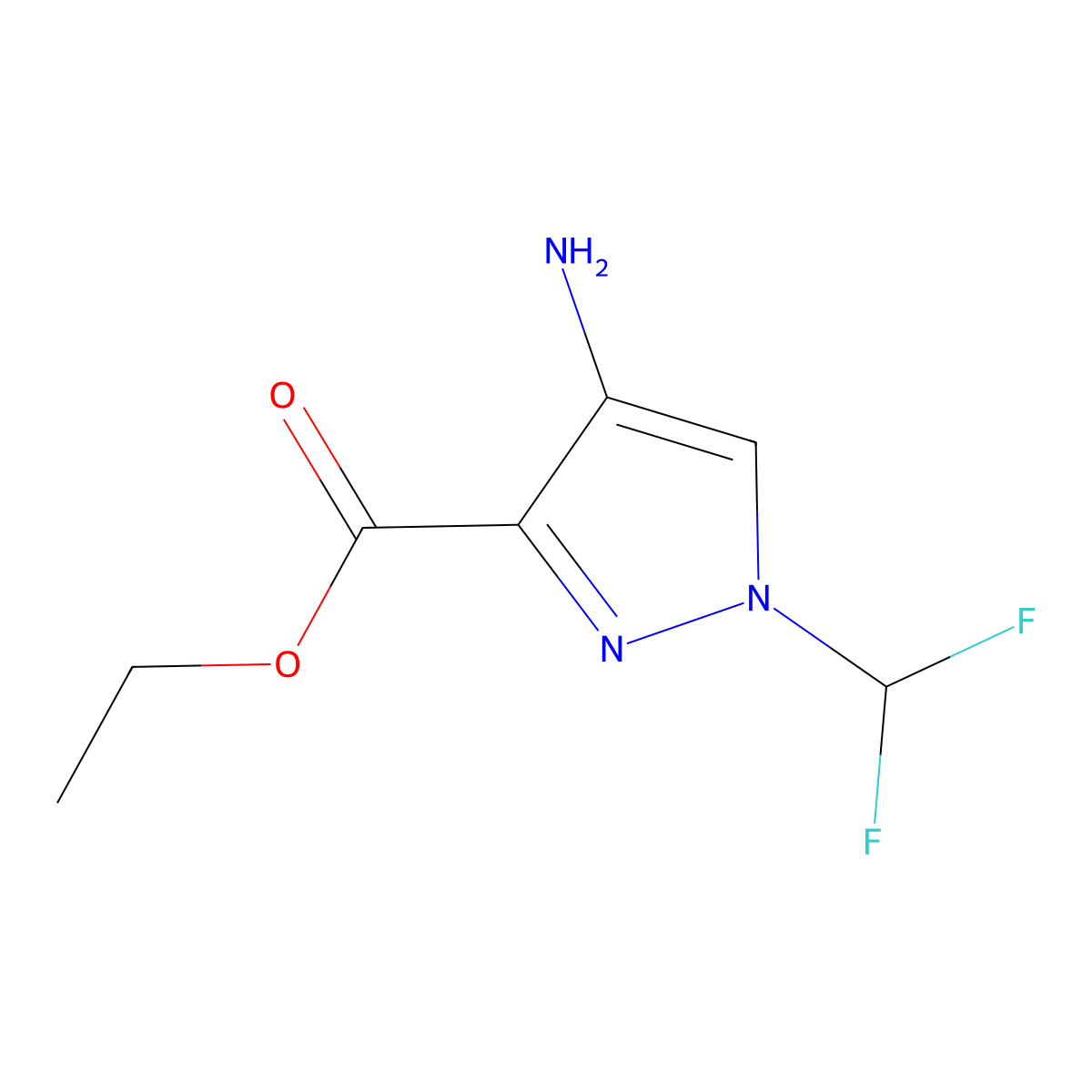 ethyl 4-amino-1-(difluoromethyl)-1H-pyrazole-3-carboxylate molecular structure, CAS 1699157-89-5
