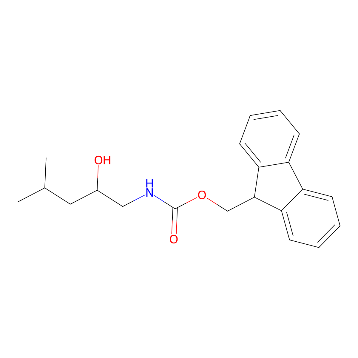 (9H-fluoren-9-yl)methyl N-(2-hydroxy-4-methylpentyl)carbamate molecular structure, CAS 1699177-29-1