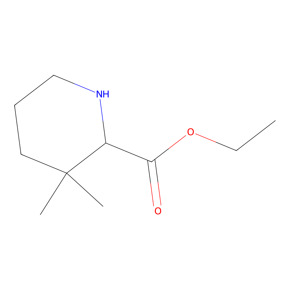 Ethyl 3,3-dimethylpiperidine-2-carboxylate molecular structure, CAS 1699185-76-6