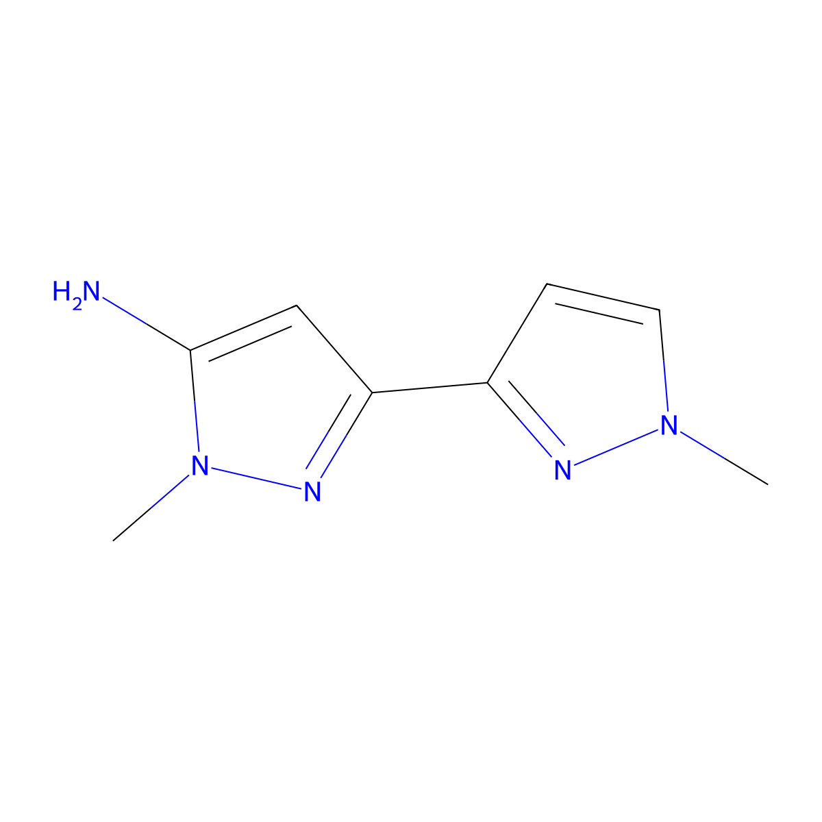 1-methyl-3-(1-methyl-1H-pyrazol-3-yl)-1H-pyrazol-5-amine molecular structure, CAS 1699199-55-7