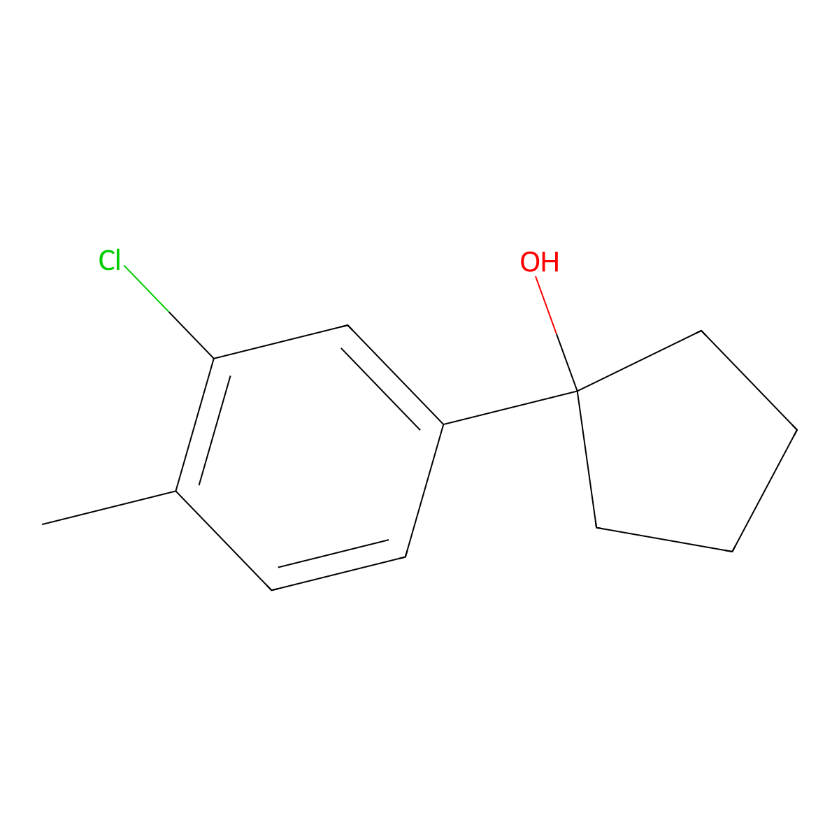 1-(3-Chloro-4-methylphenyl)cyclopentanol molecular structure, CAS 1699208-67-7