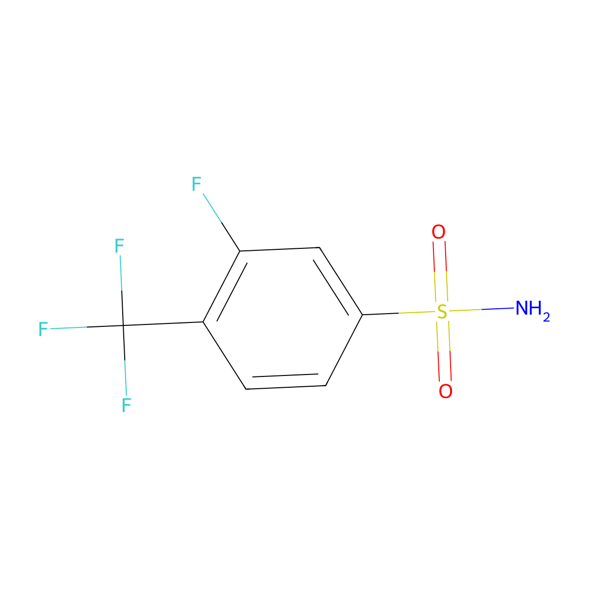 3-Fluoro-4-(trifluoromethyl)benzene-1-sulfonamide molecular structure, CAS 1699231-36-1