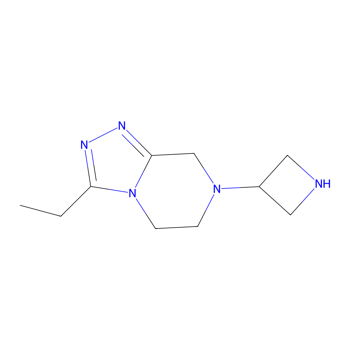 3-{3-ethyl-5H,6H,7H,8H-[1,2,4]triazolo[4,3-a]pyrazin-7-yl}azetidine molecular structure, CAS 1699236-50-4