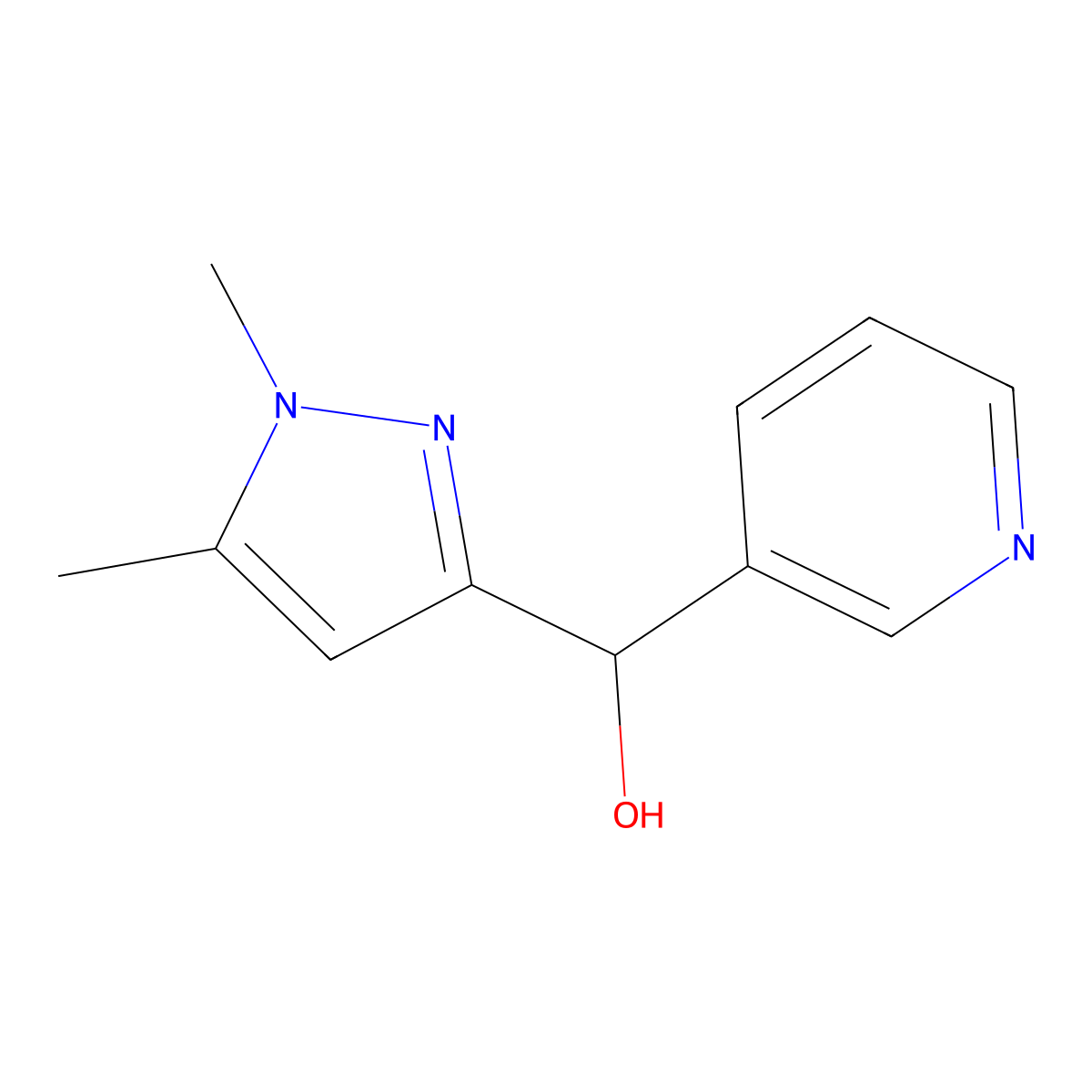 (1,5-dimethyl-1H-pyrazol-3-yl)(pyridin-3-yl)methanol molecular structure, CAS 1699240-04-4