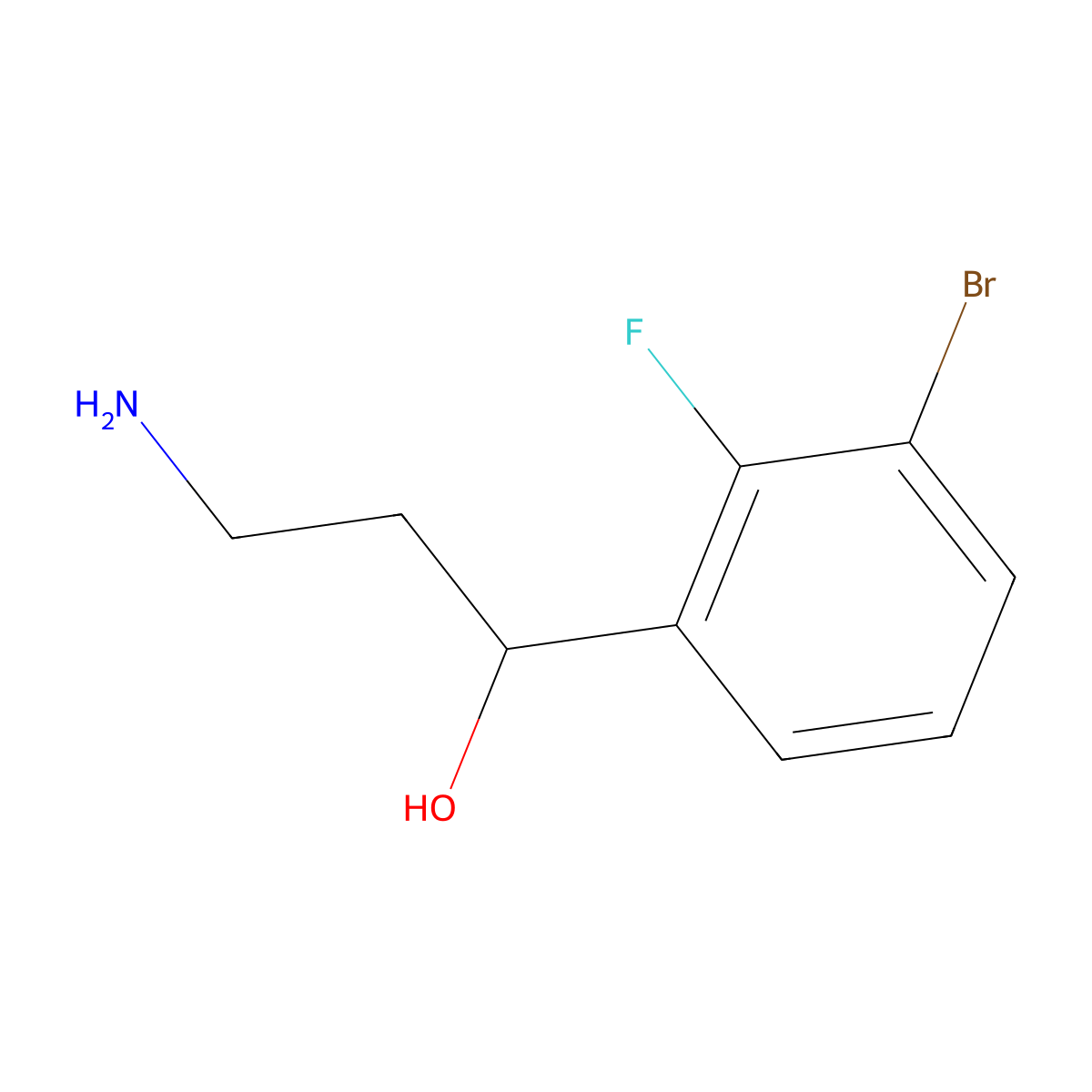 3-Amino-1-(3-bromo-2-fluorophenyl)propan-1-ol molecular structure, CAS 1699250-60-6