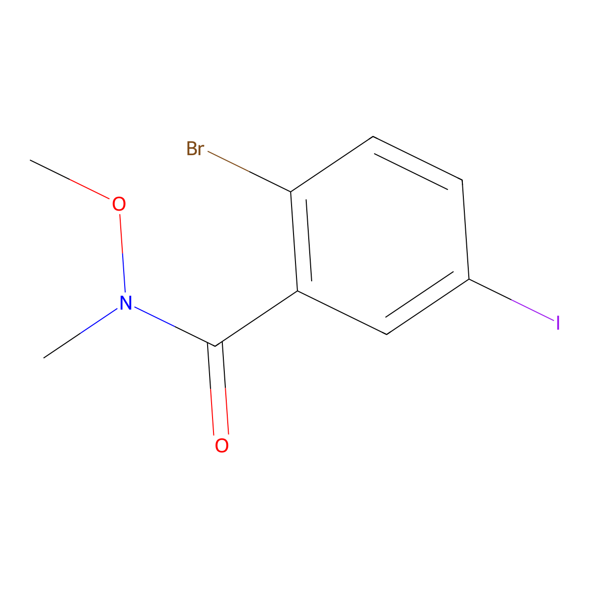 2-Bromo-5-iodo-N-methoxy-N-methylbenzamide molecular structure, CAS 1699251-29-0