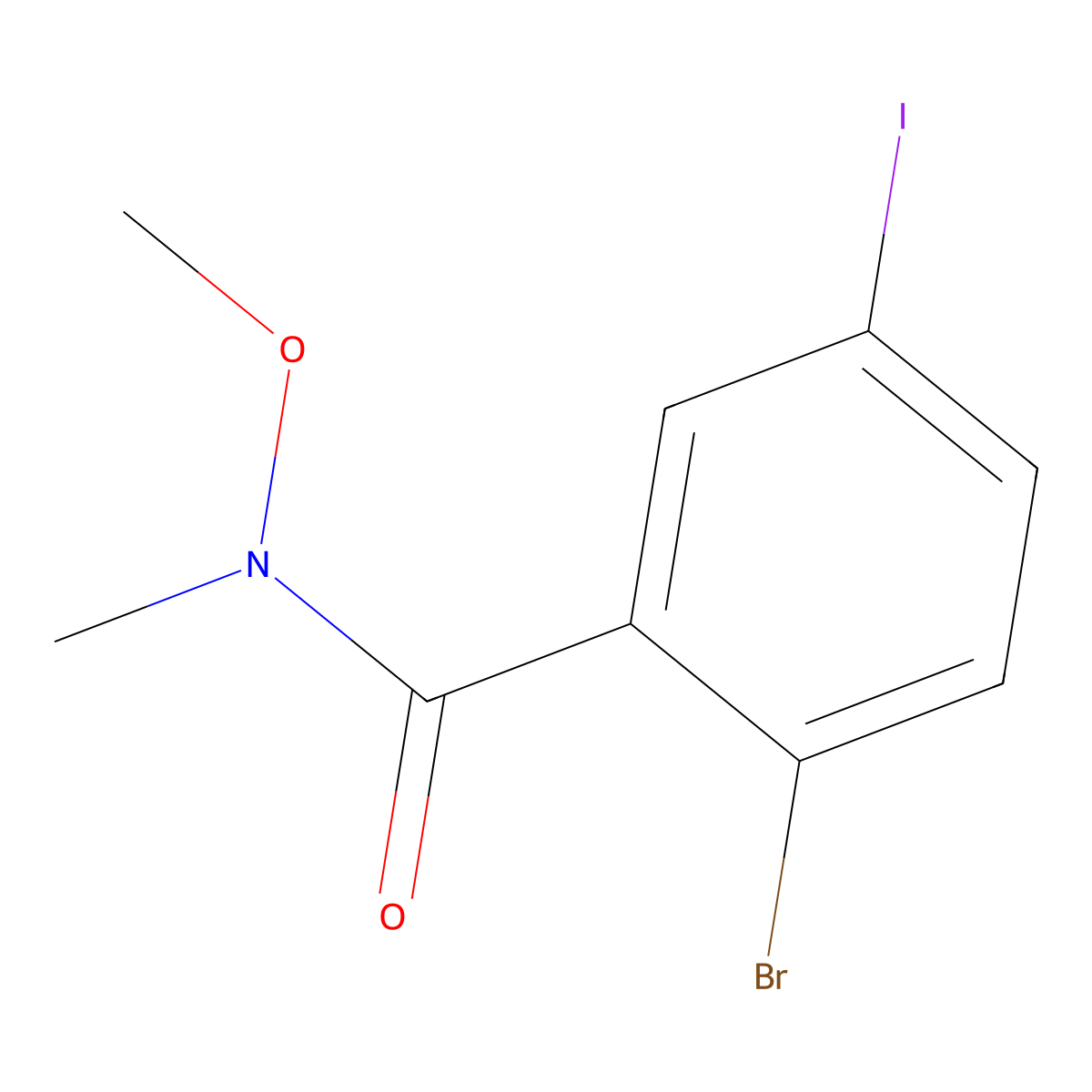 2-Bromo-5-iodo-N-methoxy-N-methylbenzamide molecular structure, CAS 1699251-29-0