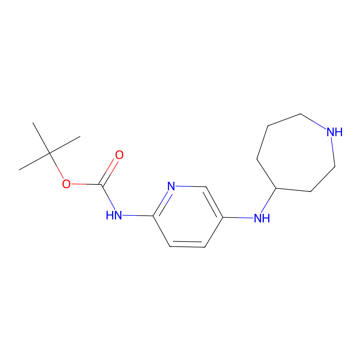 tert-butyl N-{5-[(azepan-4-yl)amino]pyridin-2-yl}carbamate molecular structure, CAS 1699251-73-4