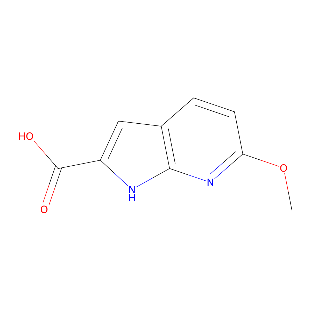 6-methoxy-1H-pyrrolo[2,3-b]pyridine-2-carboxylic acid molecular structure, CAS 1699255-68-9
