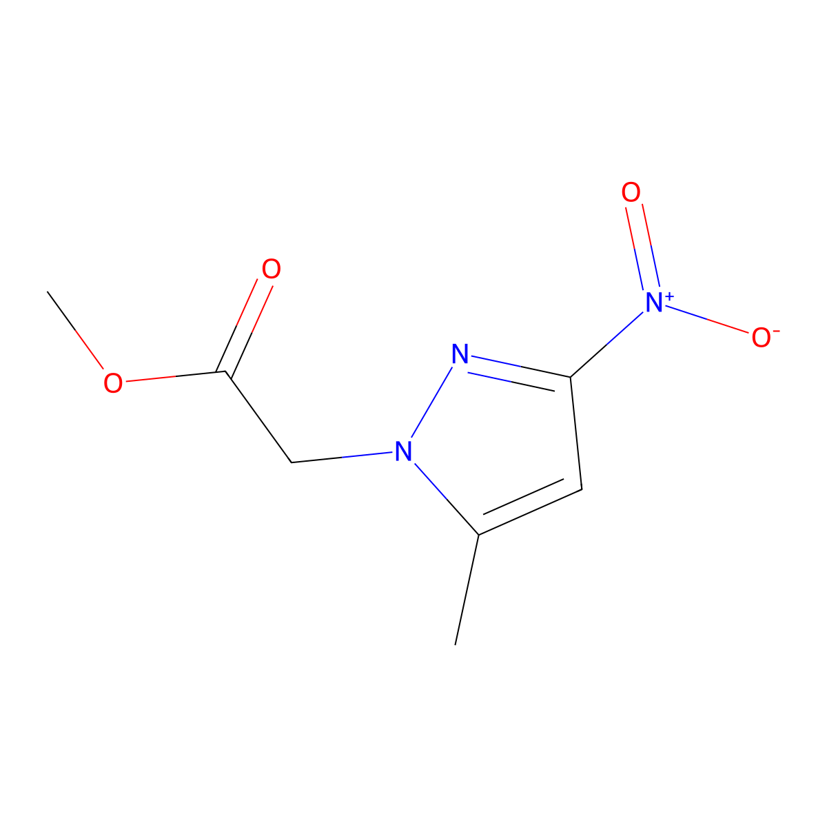 Methyl (5-methyl-3-nitro-1H-pyrazol-1-yl)acetate molecular structure, CAS 1699260-34-8