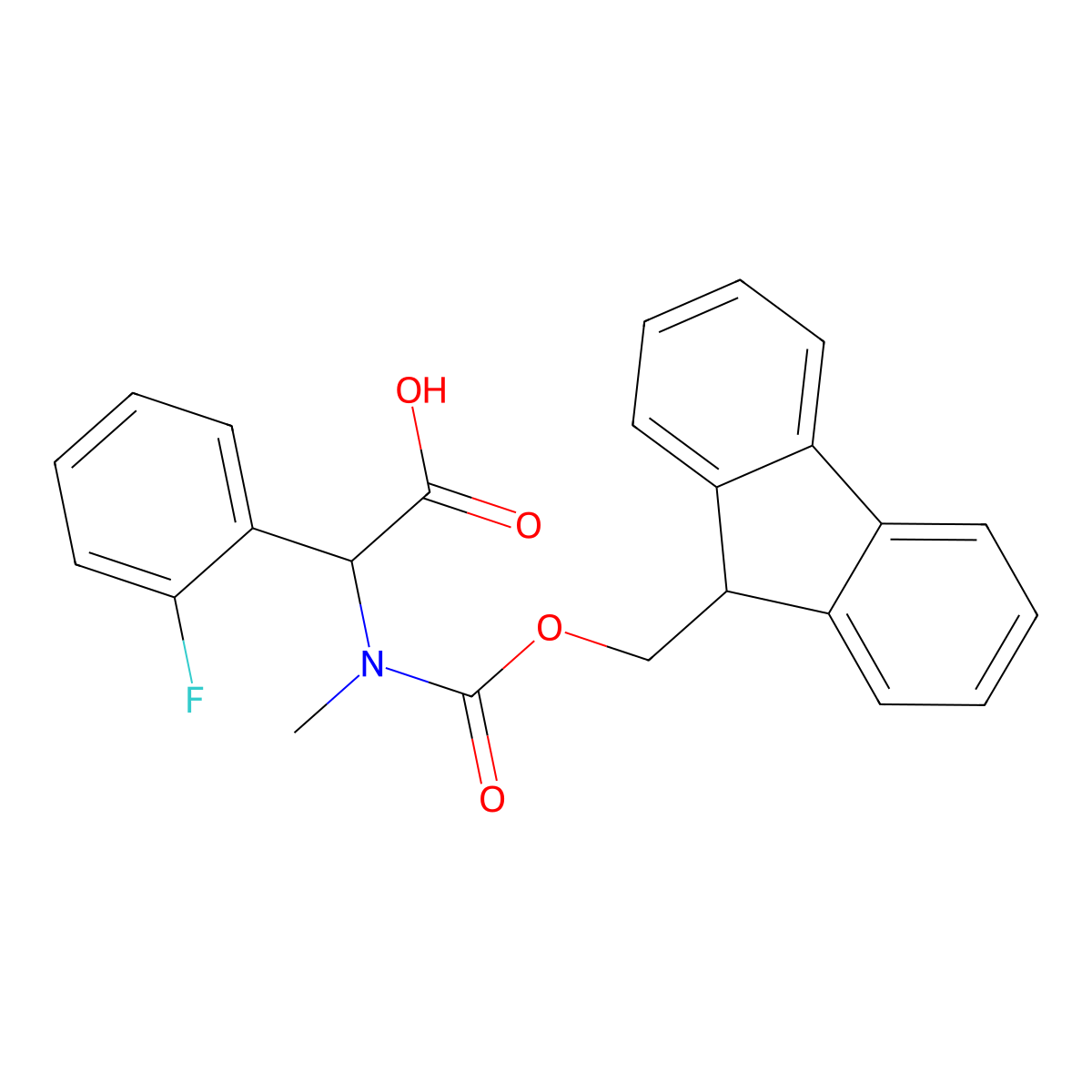 2-({[(9H-fluoren-9-yl)methoxy]carbonyl}(methyl)amino)-2-(2-fluorophenyl)acetic acid molecular structure, CAS 1699263-40-5