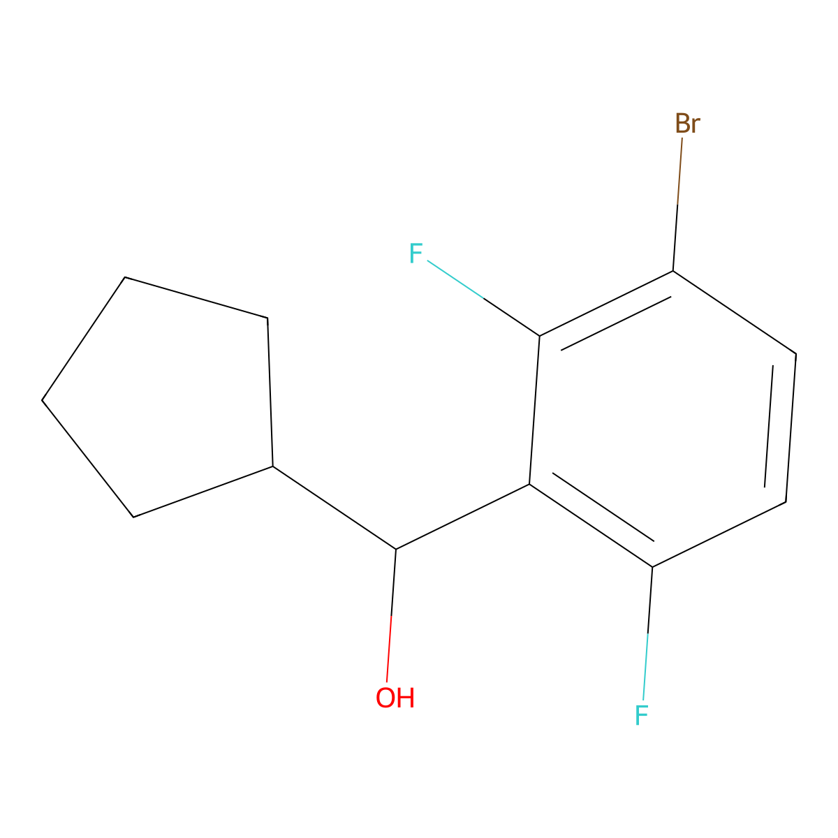 3-Bromo-alpha-cyclopentyl-2,6-difluorobenZenemethanol molecular structure, CAS 1699267-66-7