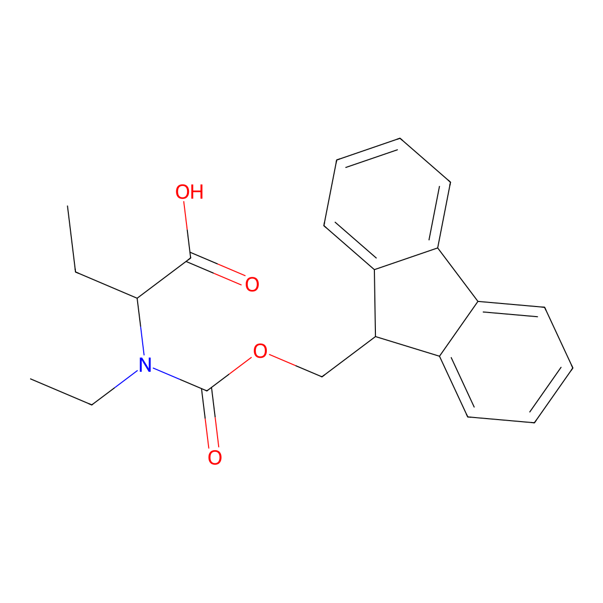 2-(ethyl((((9H-fluoren-9-yl)methoxy)carbonyl))amino)butanoic acid molecular structure, CAS 1699285-70-5