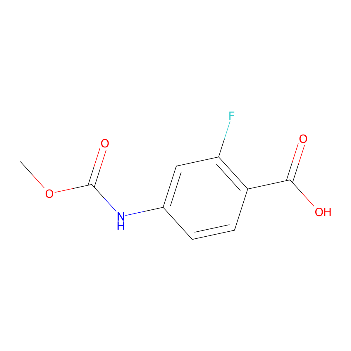2-Fluoro-4-[(methoxycarbonyl)amino]benzoic acid molecular structure, CAS 1699285-76-1