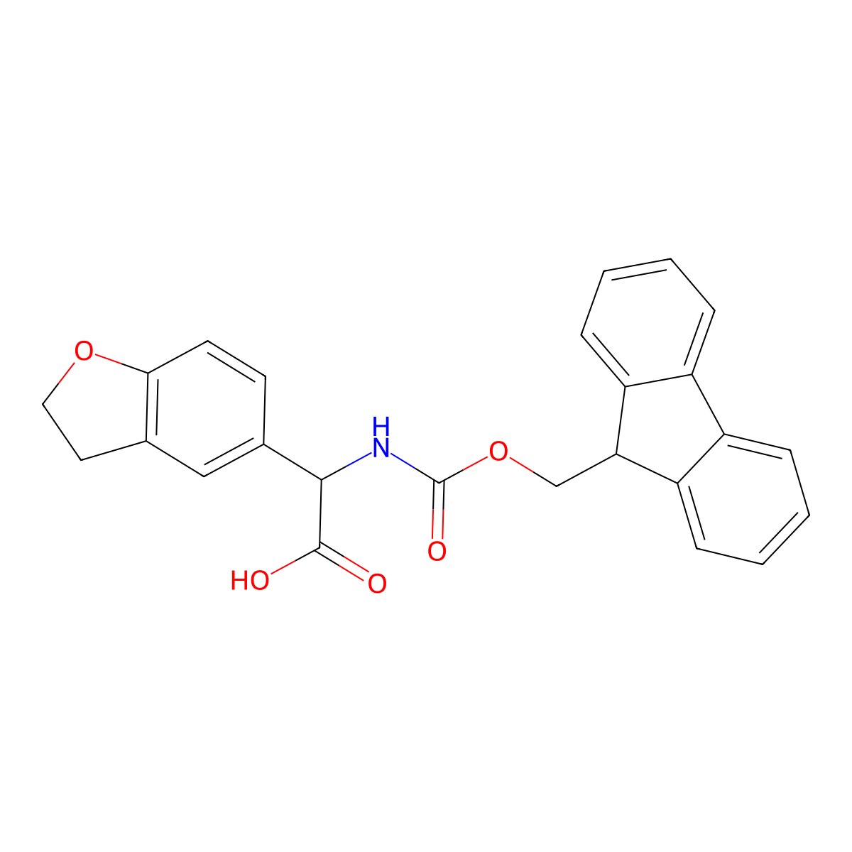 2-(2,3-dihydro-1-benzofuran-5-yl)-2-({[(9H-fluoren-9-yl)methoxy]carbonyl}amino)acetic acid molecular structure, CAS 1699285-88-5