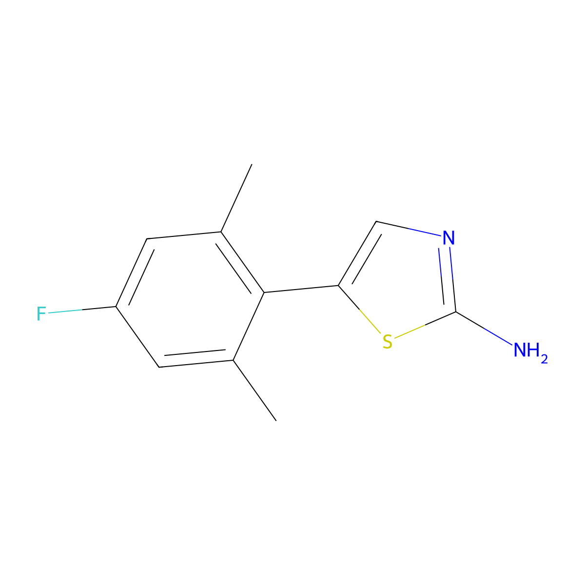 5-(4-Fluoro-2,6-dimethylphenyl)thiazol-2-amine molecular structure, CAS 1699286-02-6
