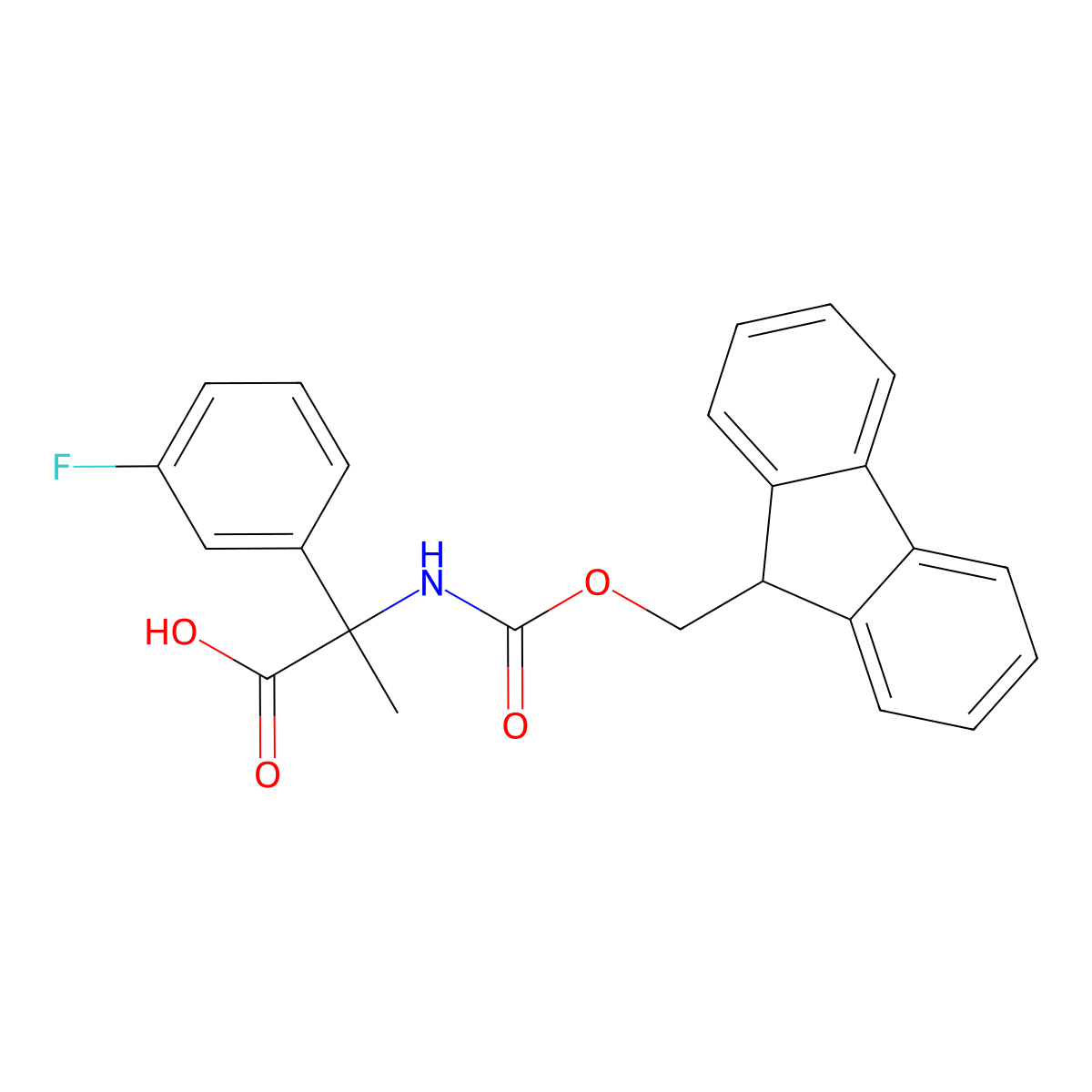 2-({[(9H-fluoren-9-yl)methoxy]carbonyl}amino)-2-(3-fluorophenyl)propanoic acid molecular structure, CAS 1699286-88-8
