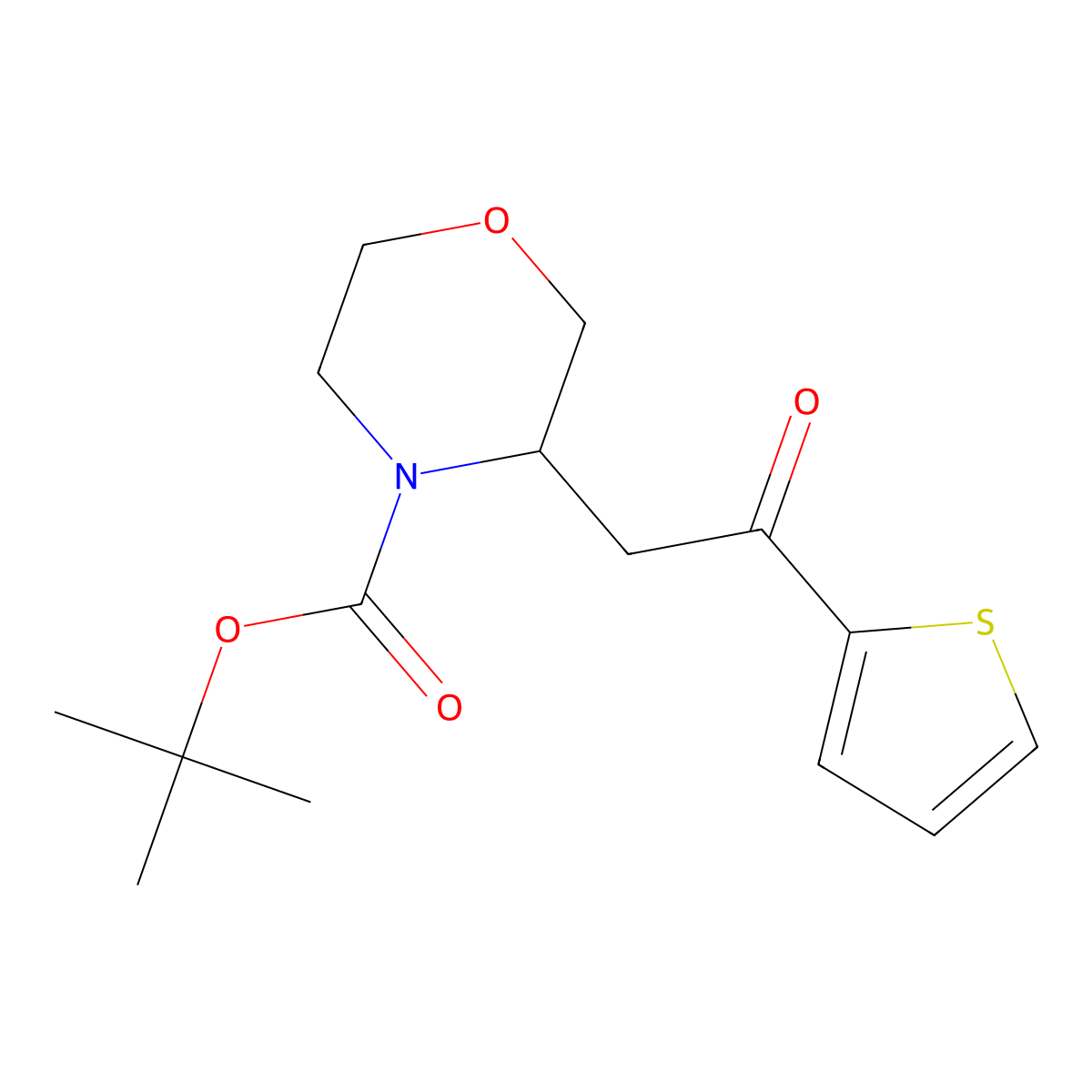 Tert-butyl 3-[2-oxo-2-(thiophen-2-yl)ethyl]morpholine-4-carboxylate molecular structure, CAS 1699294-91-1