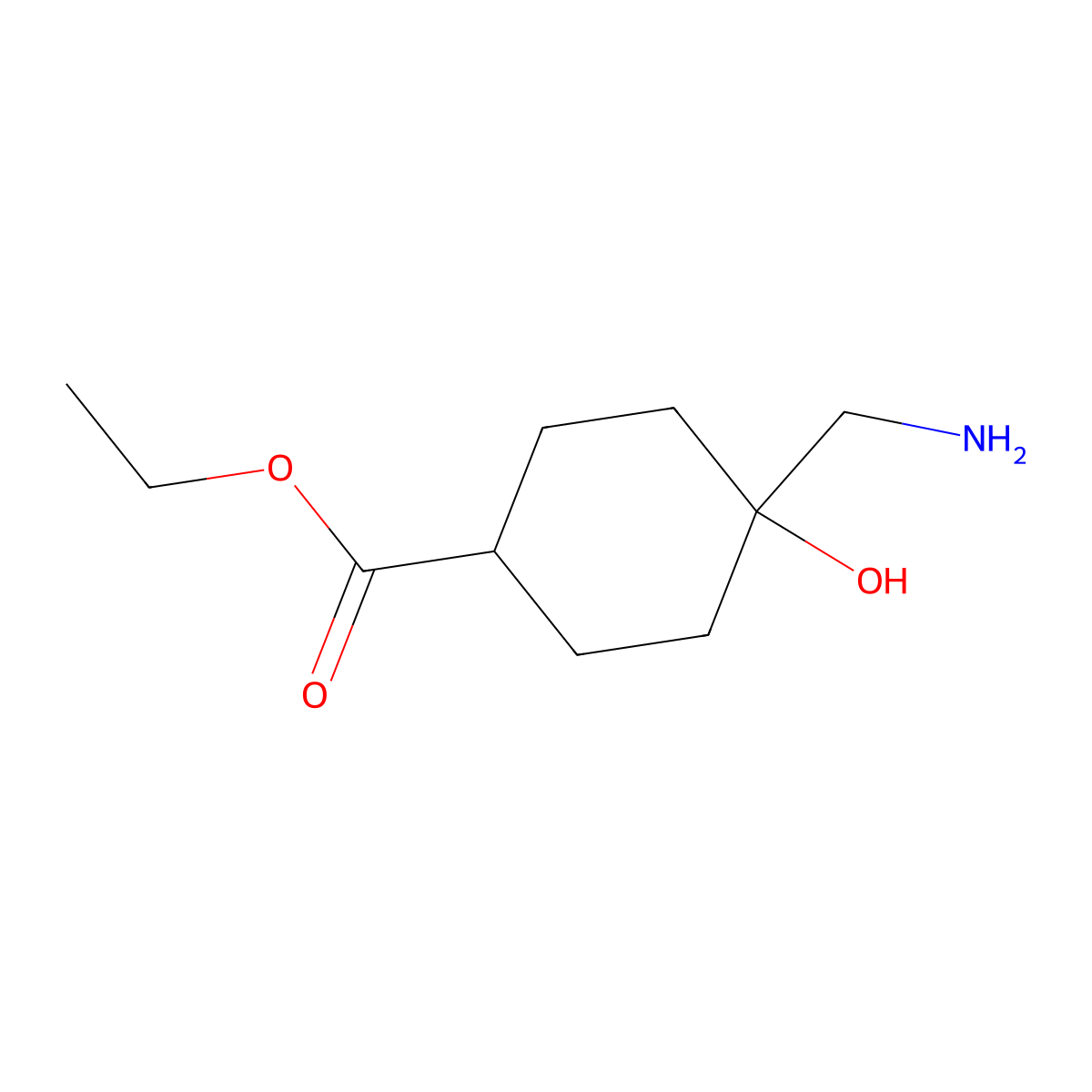 Ethyl 4-(aminomethyl)-4-hydroxycyclohexane-1-carboxylate molecular structure, CAS 1699298-34-4