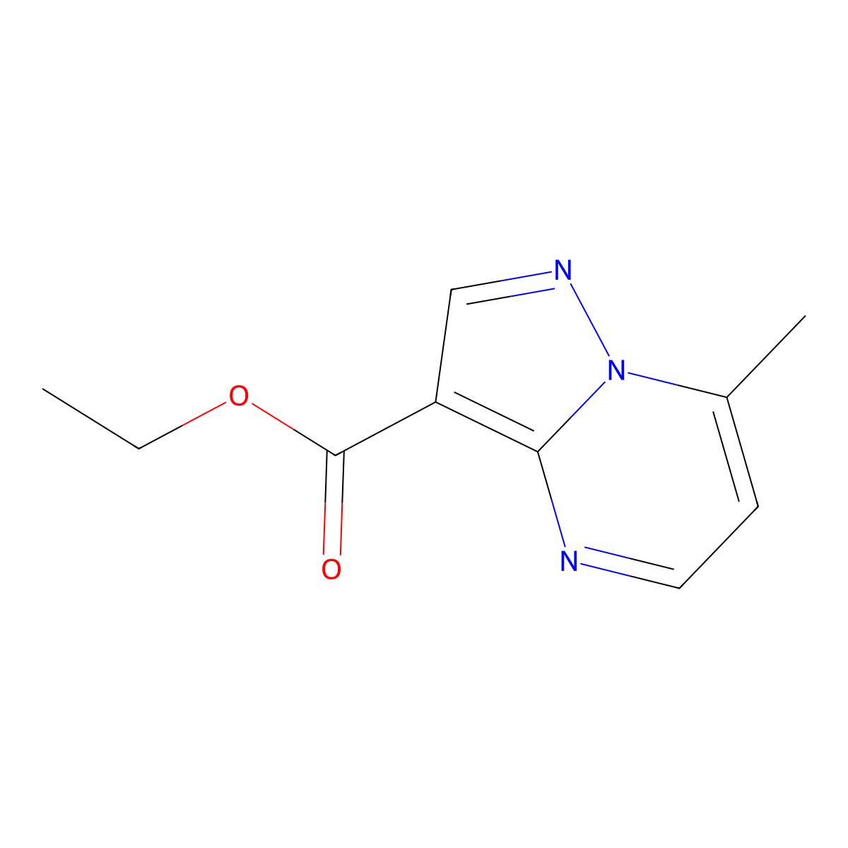 Ethyl 7-methylpyrazolo[1,5-a]pyrimidine-3-carboxylate molecular structure, CAS 1699302-69-6