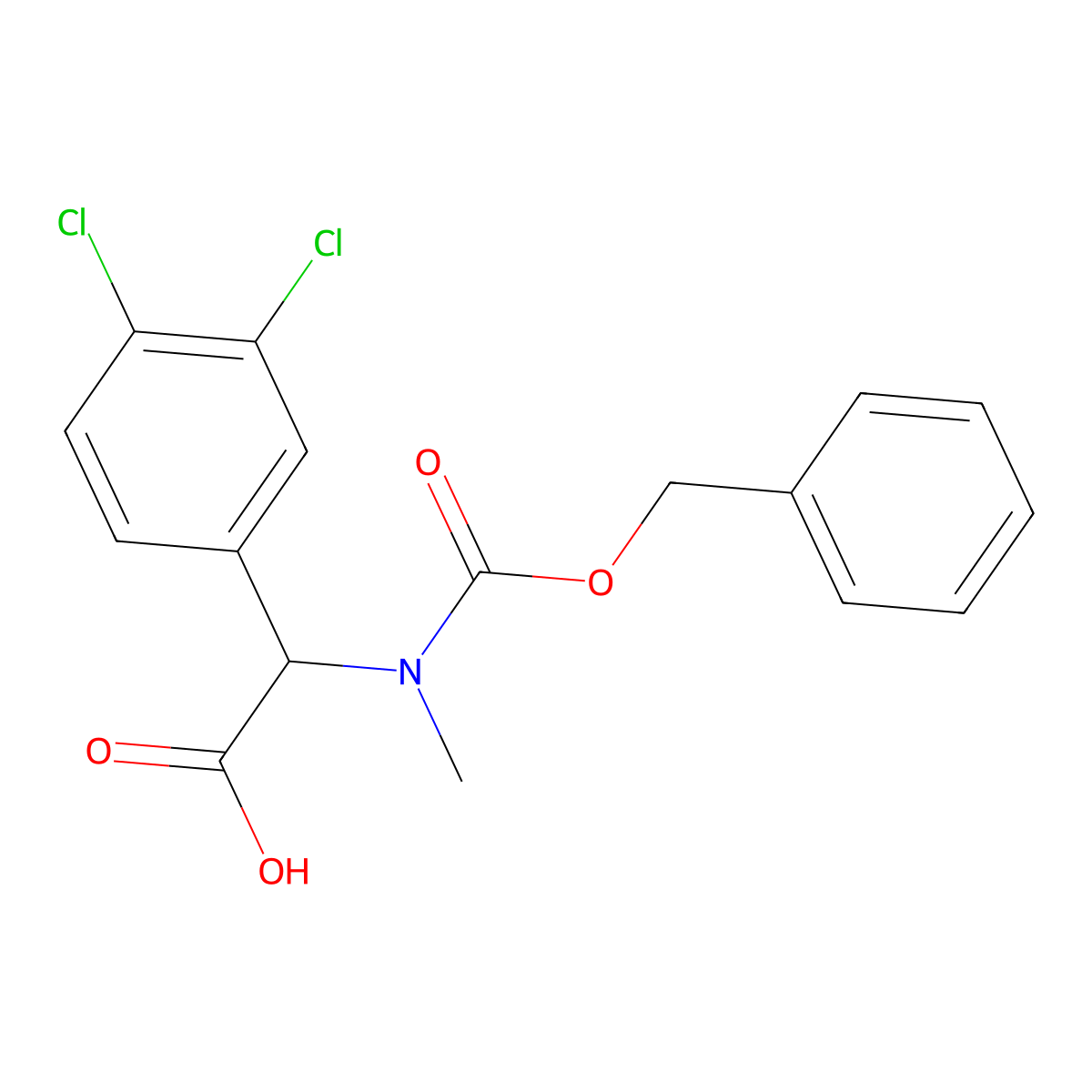 2-{[(Benzyloxy)carbonyl](methyl)amino}-2-(3,4-dichlorophenyl)acetic acid molecular structure, CAS 1699318-14-3