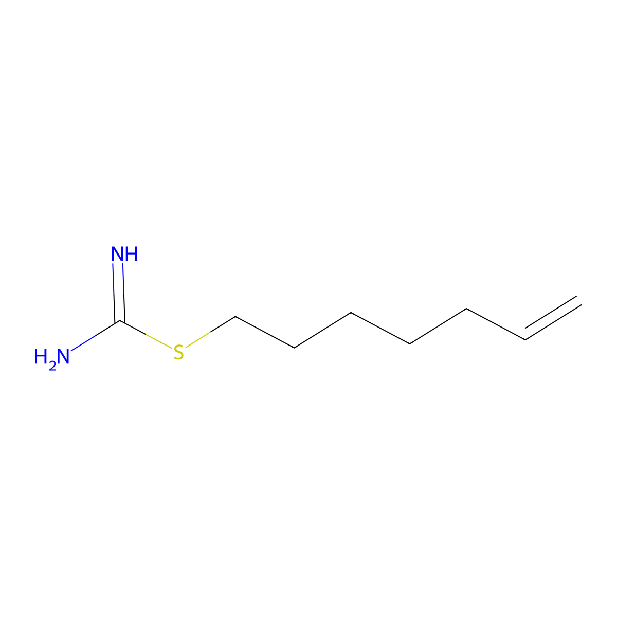 (Hept-6-en-1-ylsulfanyl)methanimidamide molecular structure, CAS 1699330-47-6