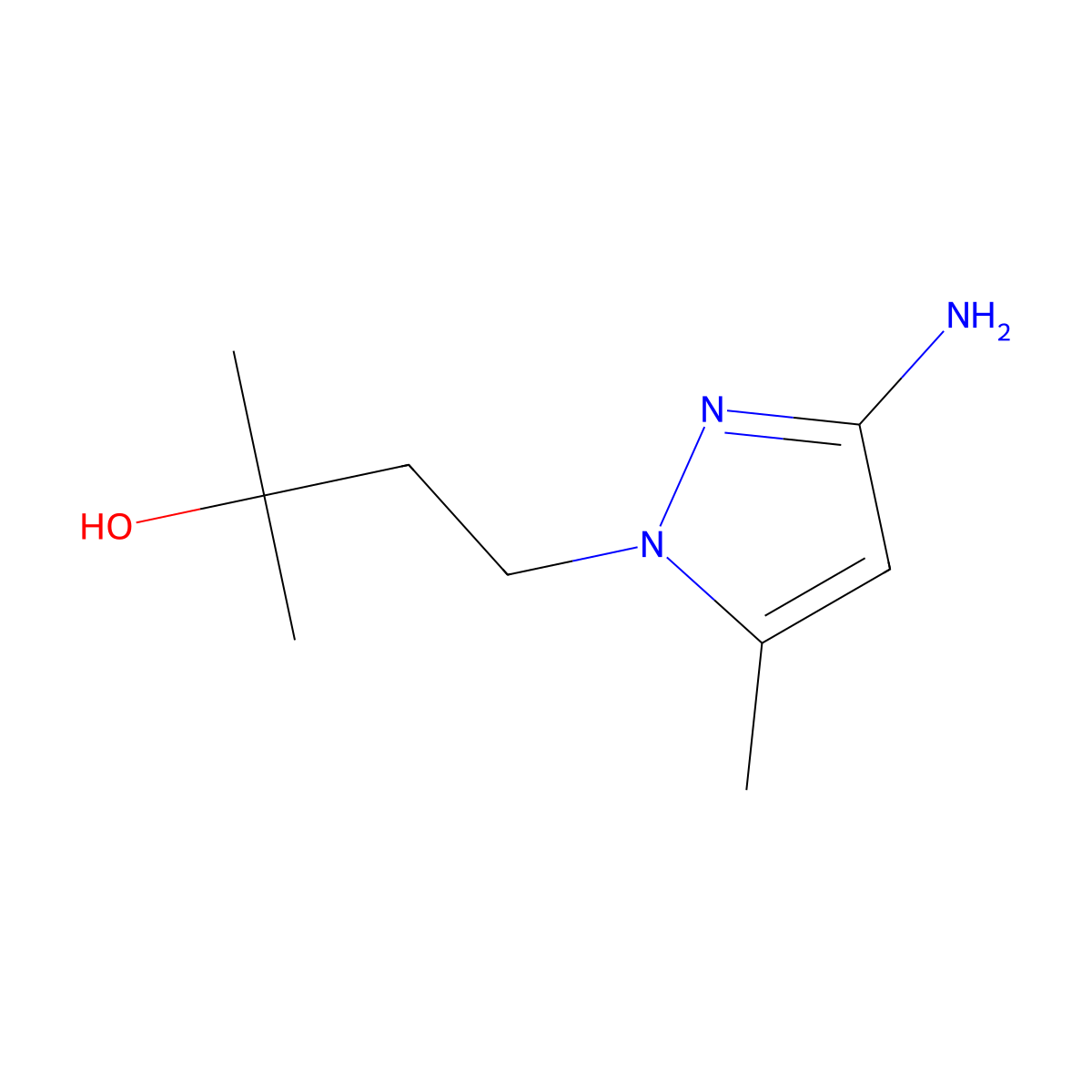 4-(3-Amino-5-methyl-1H-pyrazol-1-yl)-2-methylbutan-2-ol molecular structure, CAS 1699332-06-3
