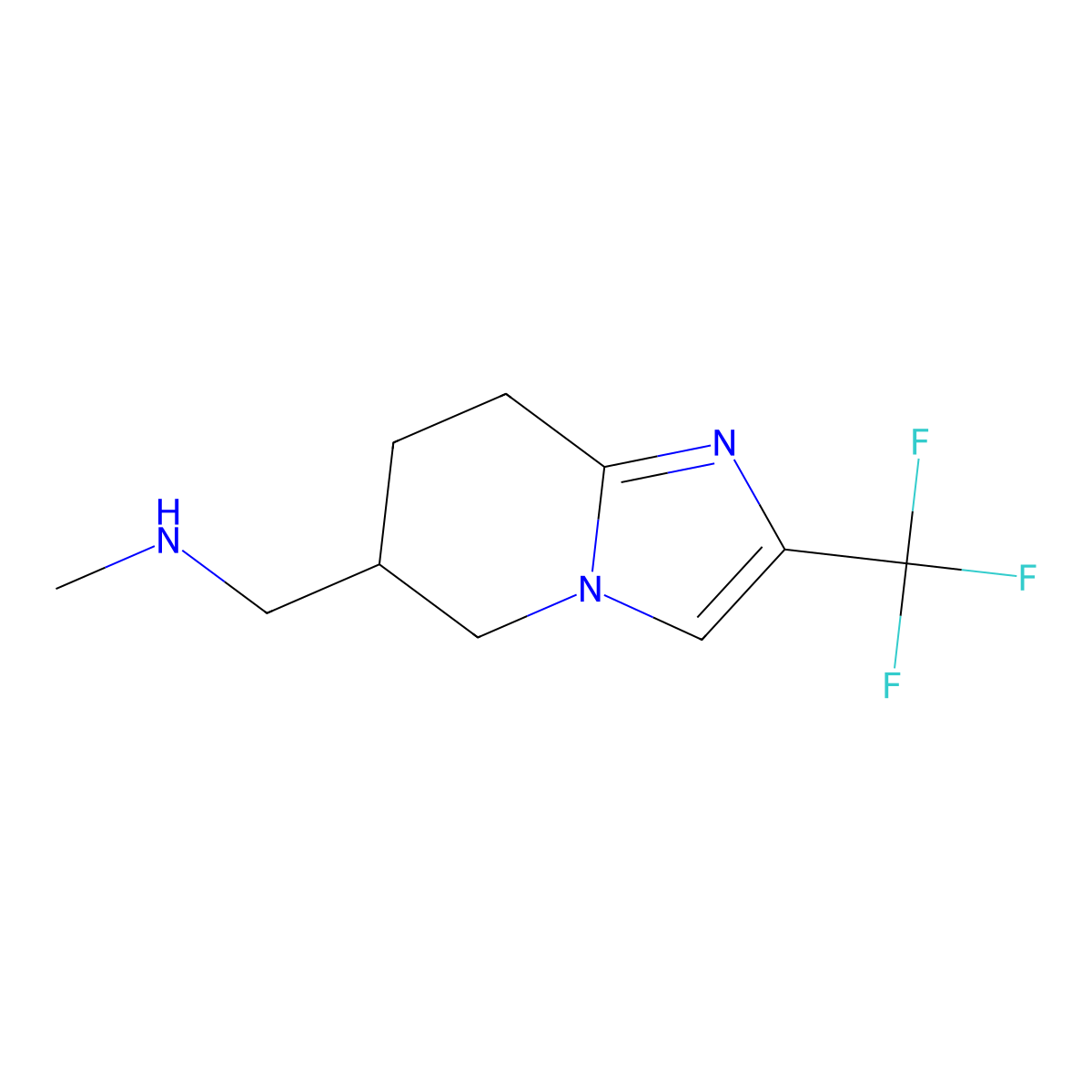 methyl({[2-(trifluoromethyl)-5H,6H,7H,8H-imidazo[1,2-a]pyridin-6-yl]methyl})amine molecular structure, CAS 1699332-77-8