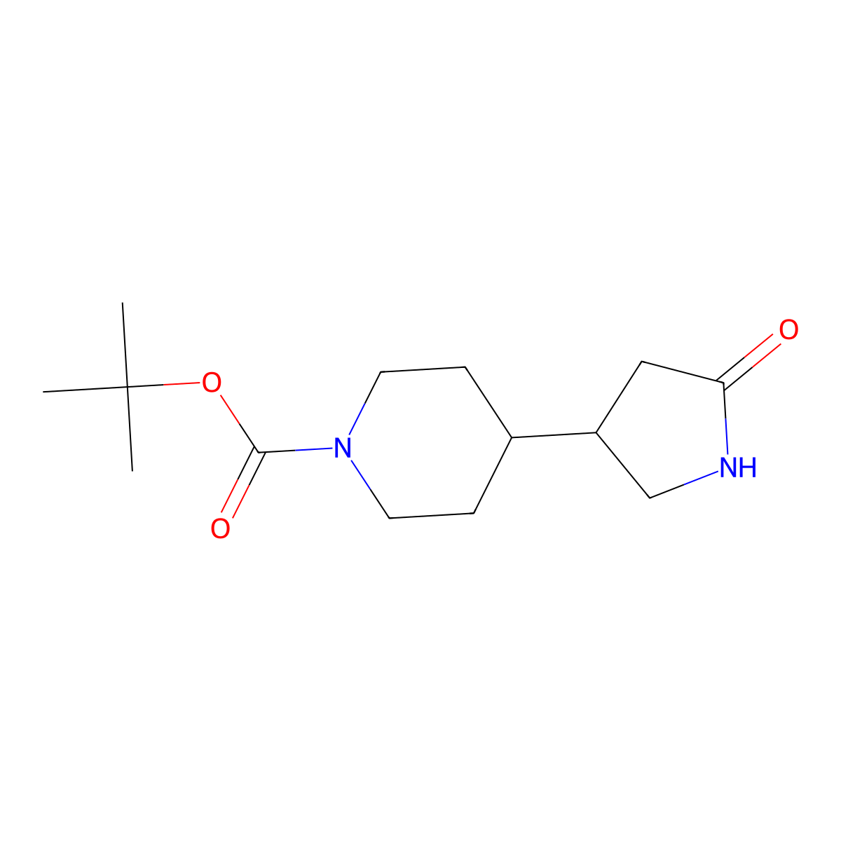 Tert-butyl 4-(5-oxopyrrolidin-3-yl)piperidine-1-carboxylate molecular structure, CAS 1699333-26-0