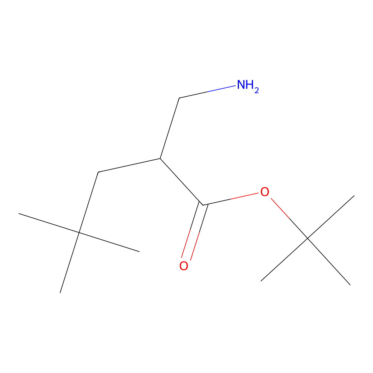 Tert-butyl 2-(aminomethyl)-4,4-dimethylpentanoate molecular structure, CAS 1699386-98-5