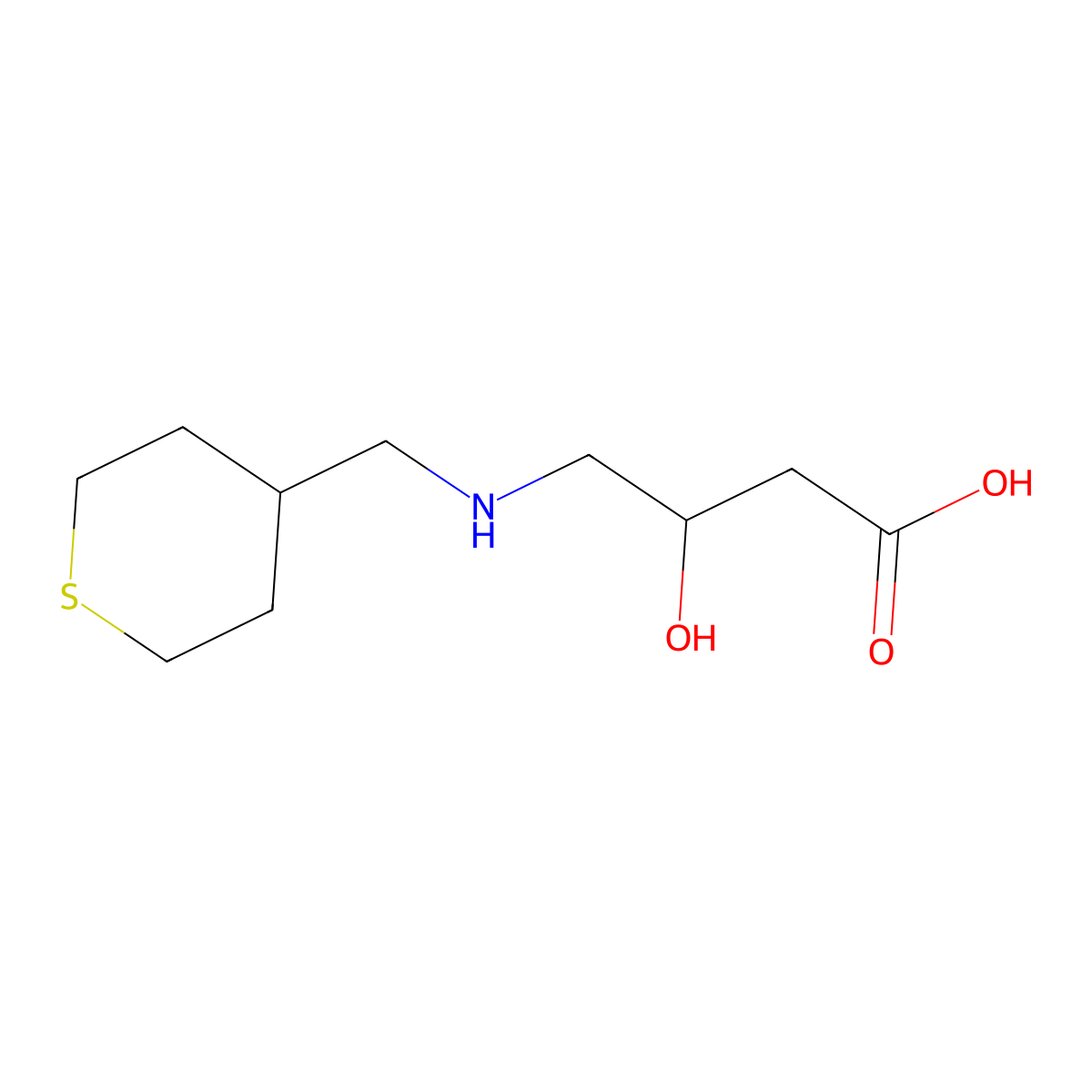 3-Hydroxy-4-(((tetrahydro-2H-thiopyran-4-yl)methyl)amino)butanoic acid molecular structure, CAS 1699397-79-9
